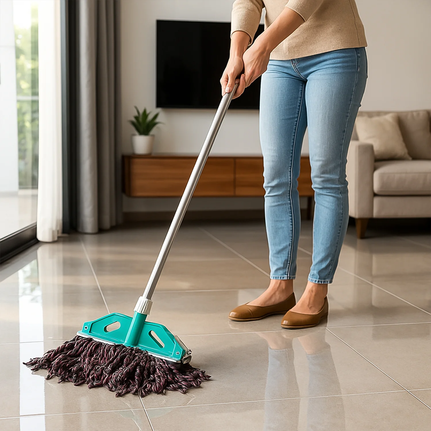 Premium Cotton Yarn Floor Cleaning Mop with Long Handle (1 Pc) - Image 3