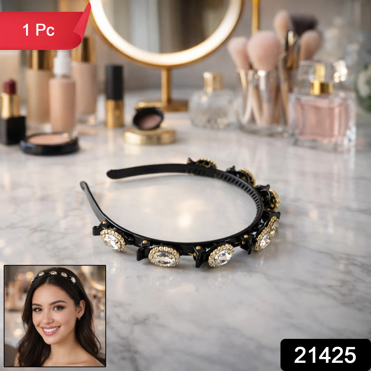 Premium Crystal Studded Designer Hairband for Women & Girls (1 Pc) - Image 2