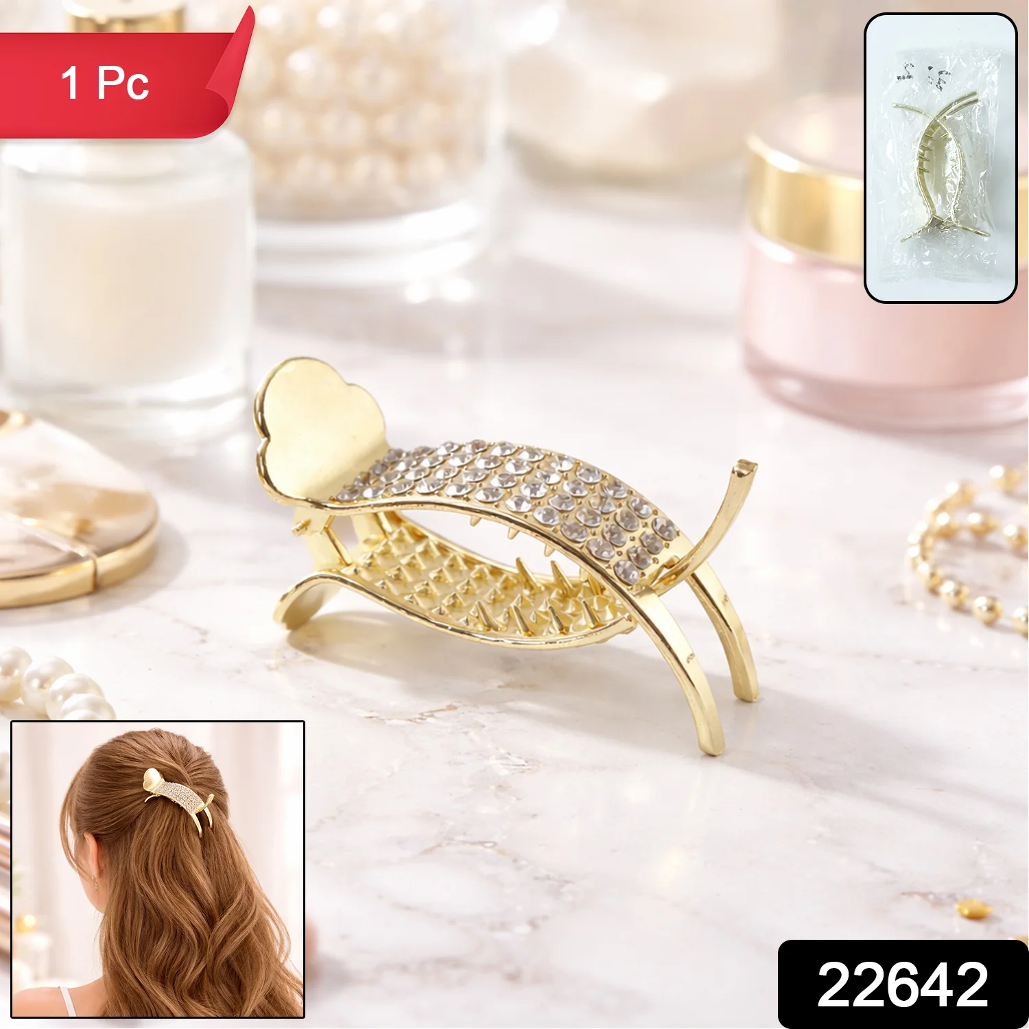 Premium Crystal Studded Hair Claw Clip for Women (1 Pc) - Image 2