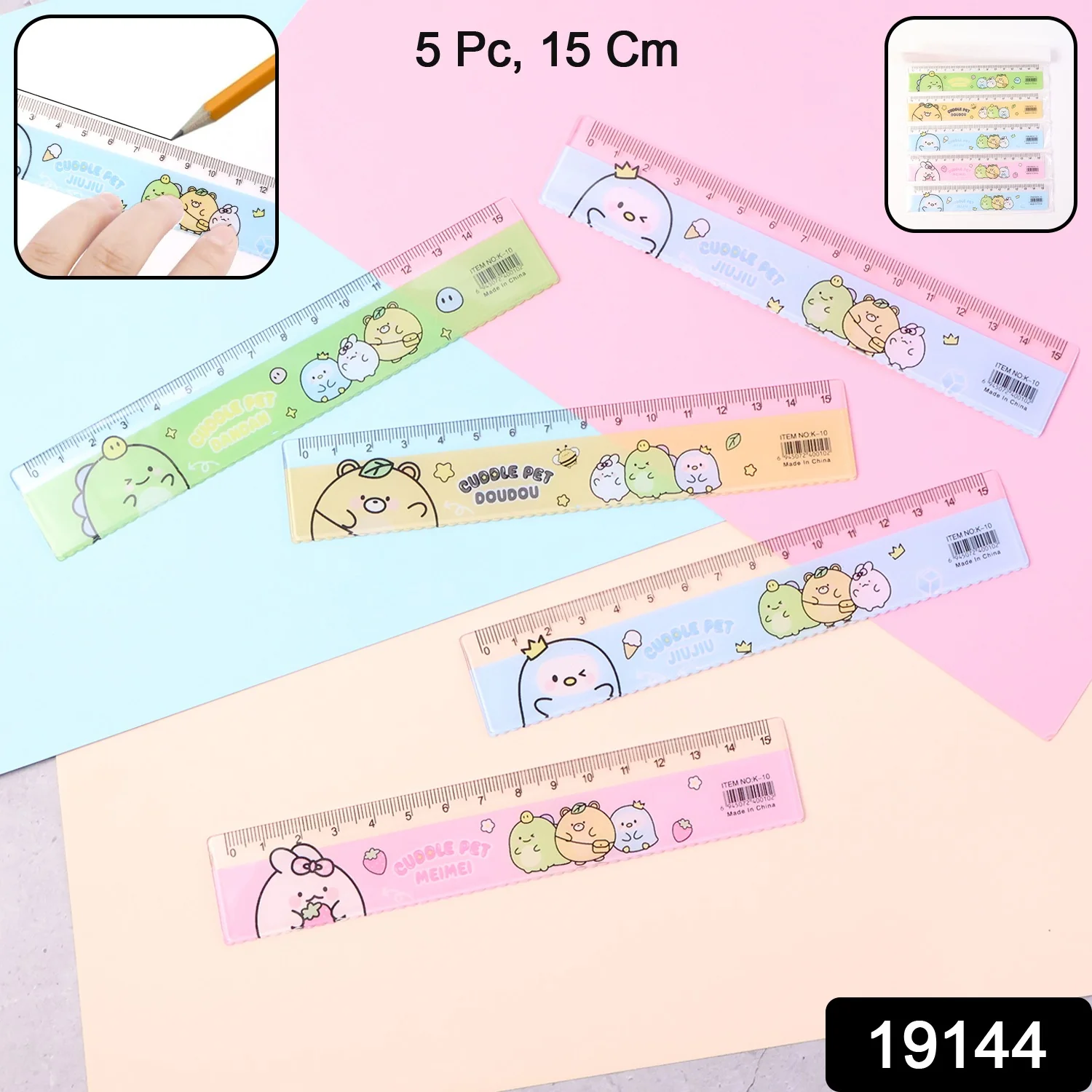 Premium Cute Cartoon Plastic Ruler Set for Kids (5 Pc) - Image 2