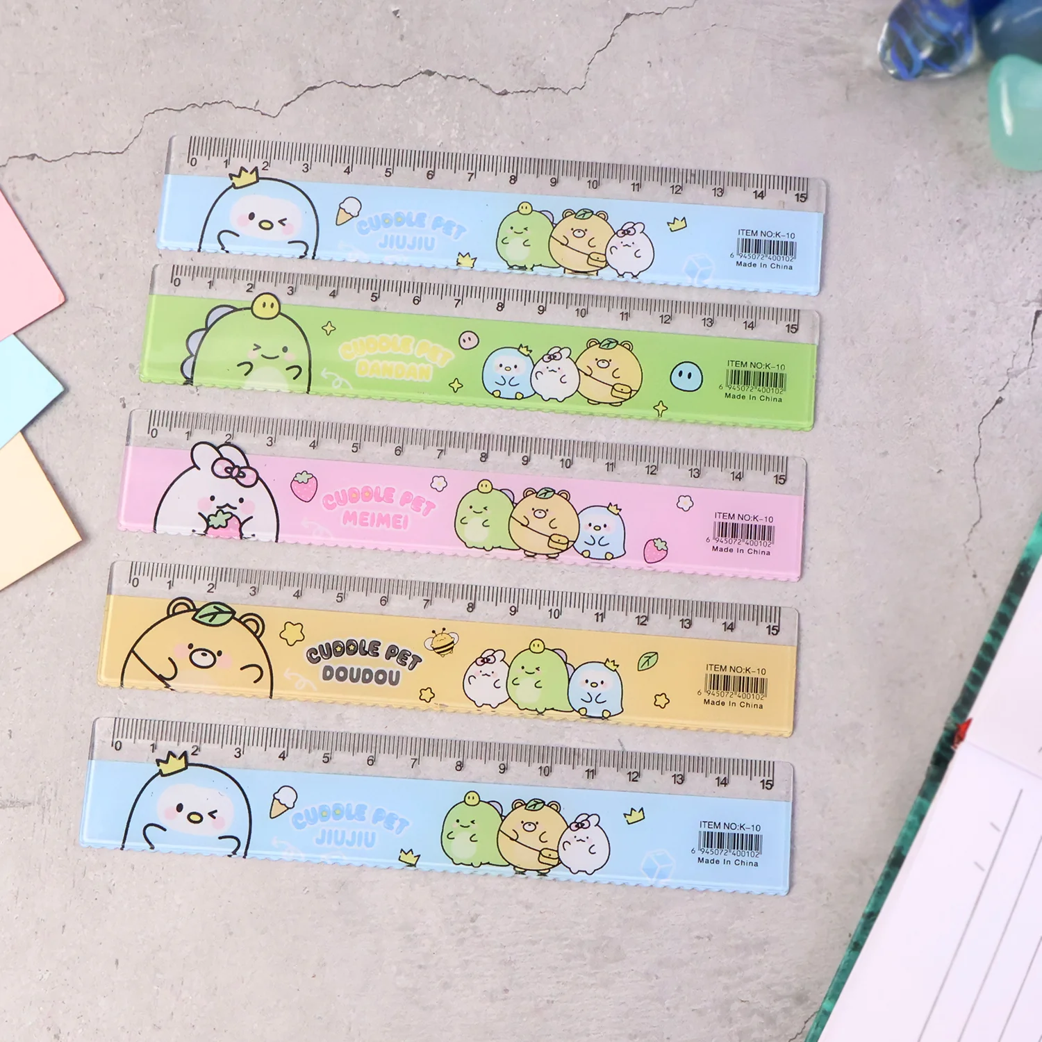 Premium Cute Cartoon Plastic Ruler Set for Kids (5 Pc) - Image 3