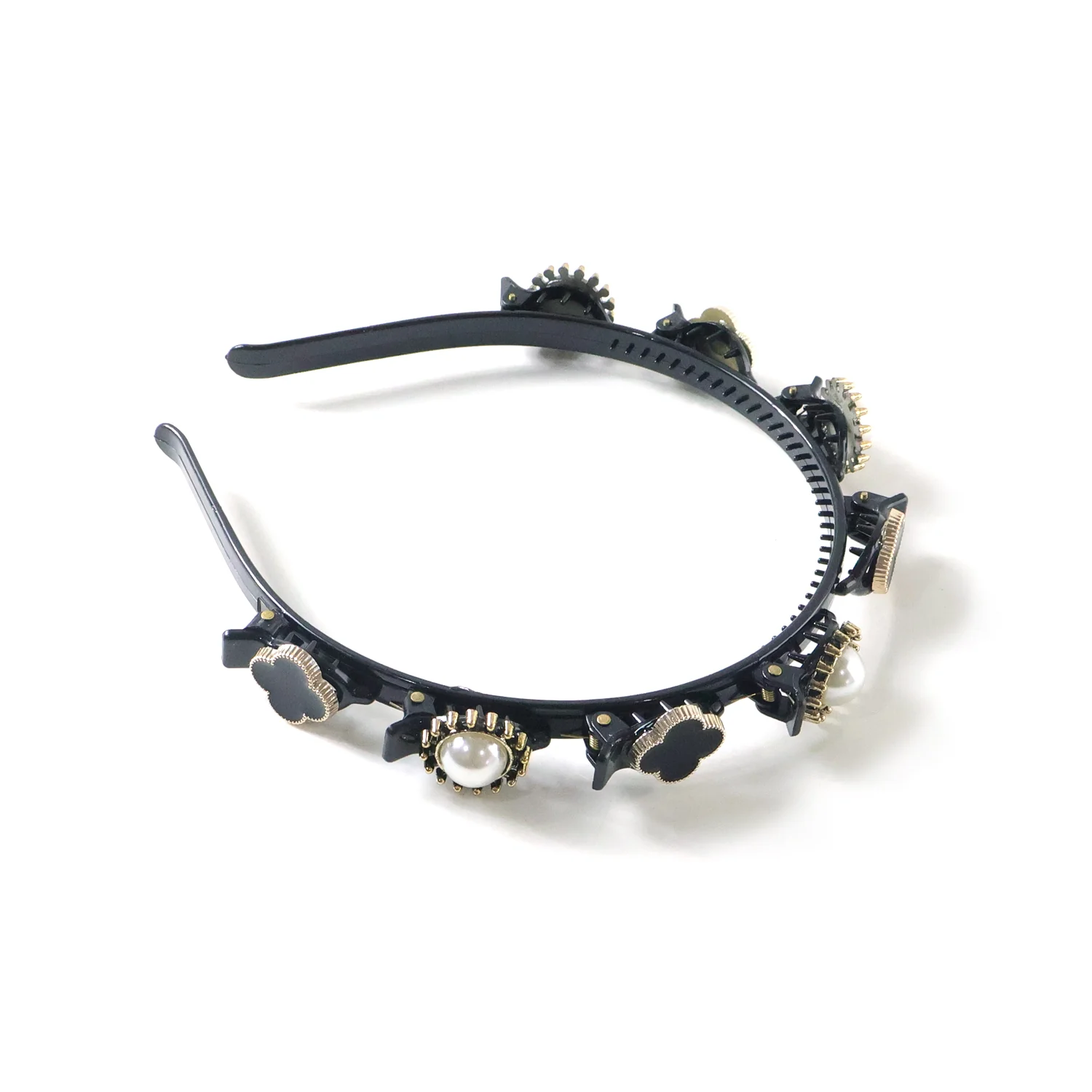 Premium Decorative Headband Stylish Black & Gold Finish Hair Band (1 Pc) - Image 5
