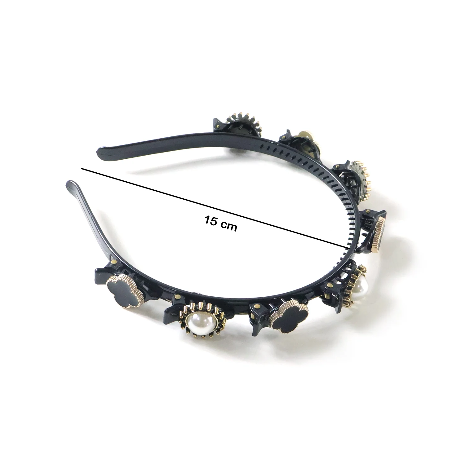 Premium Decorative Headband Stylish Black & Gold Finish Hair Band (1 Pc) - Image 6
