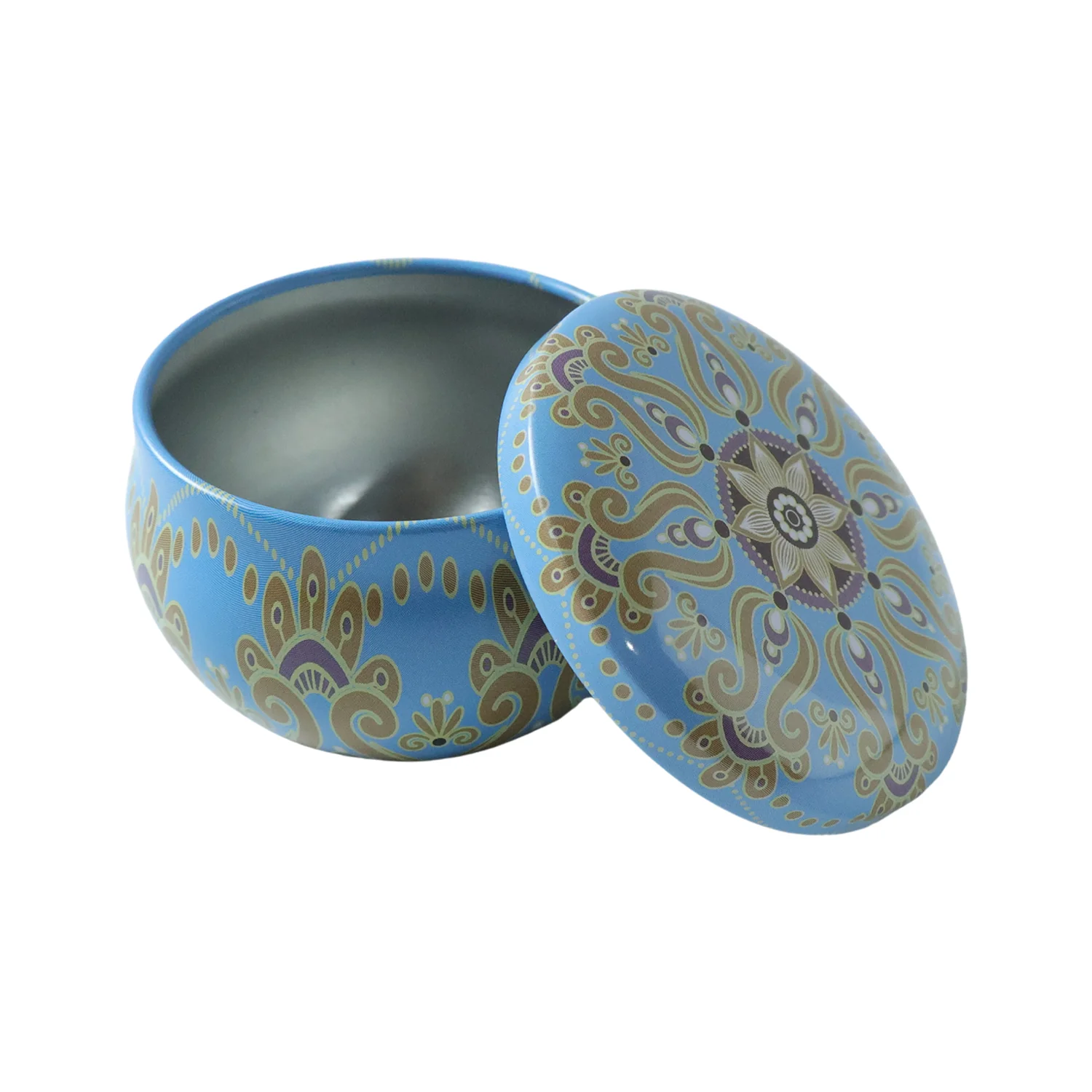 Premium Decorative Mandala Printed Metal Candle Container (1 Pc) - Image 5