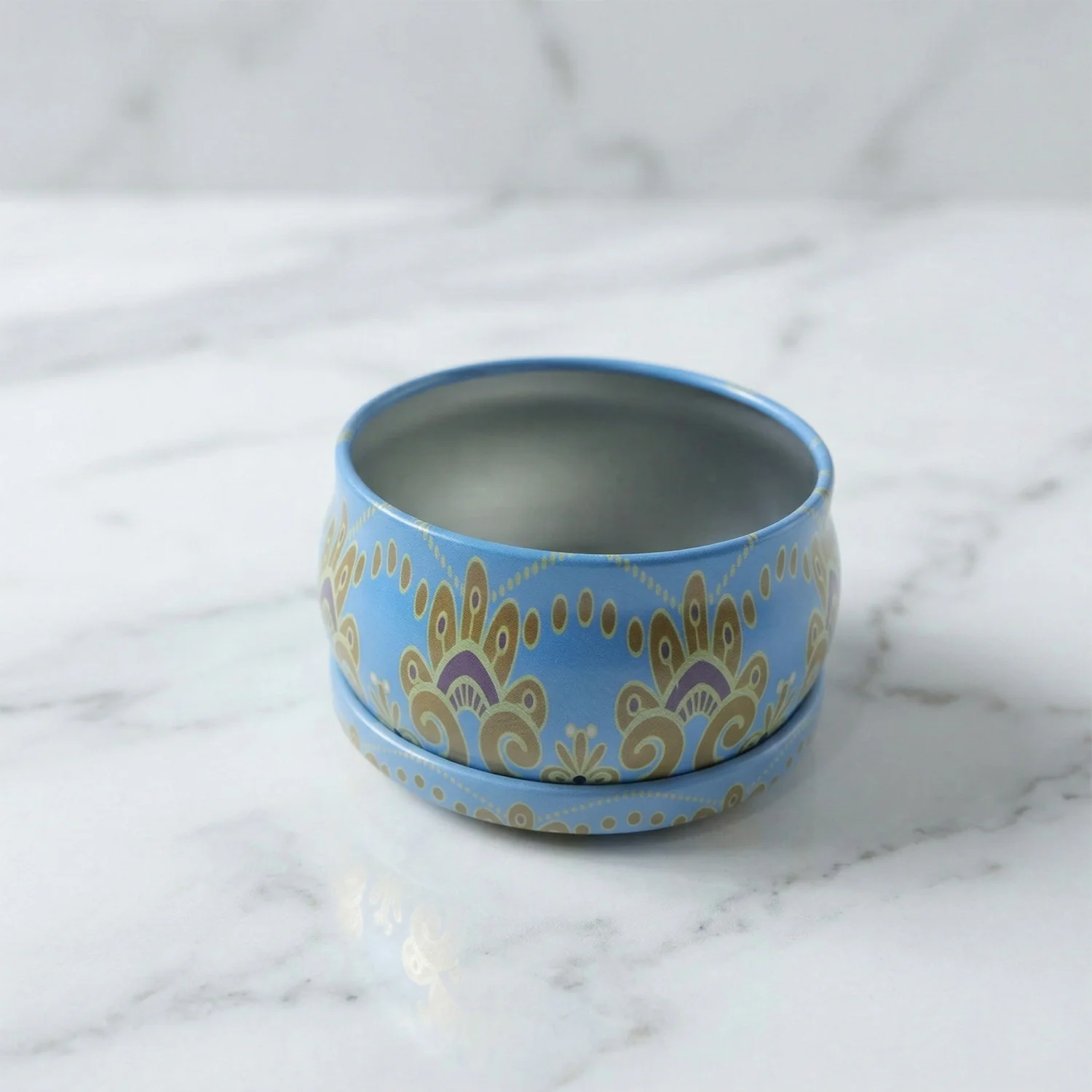 Premium Decorative Mandala Printed Metal Candle Container (1 Pc) - Image 7