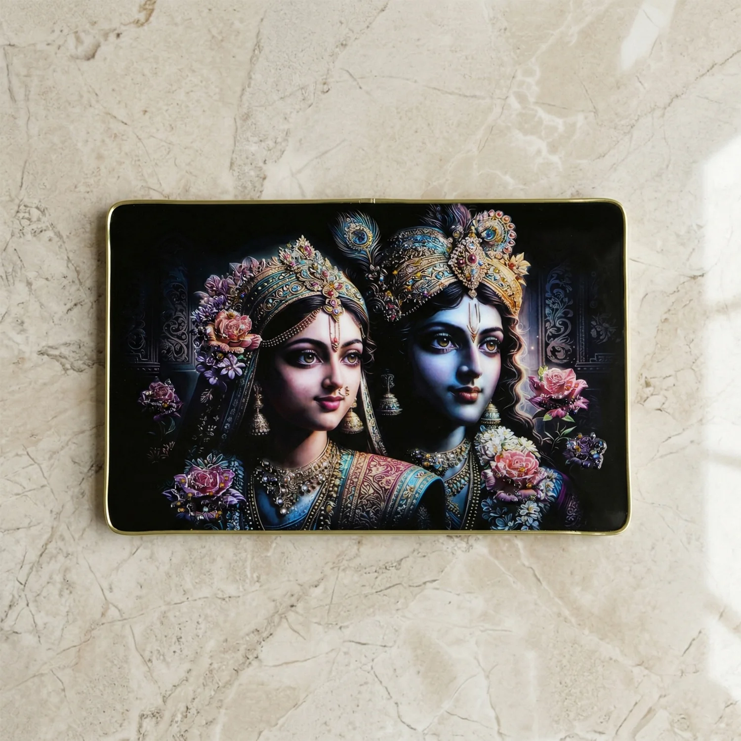 Premium Decorative Radha Krishna Wall Painting Frame 45x30 Cm (1 Pc) - Image 5