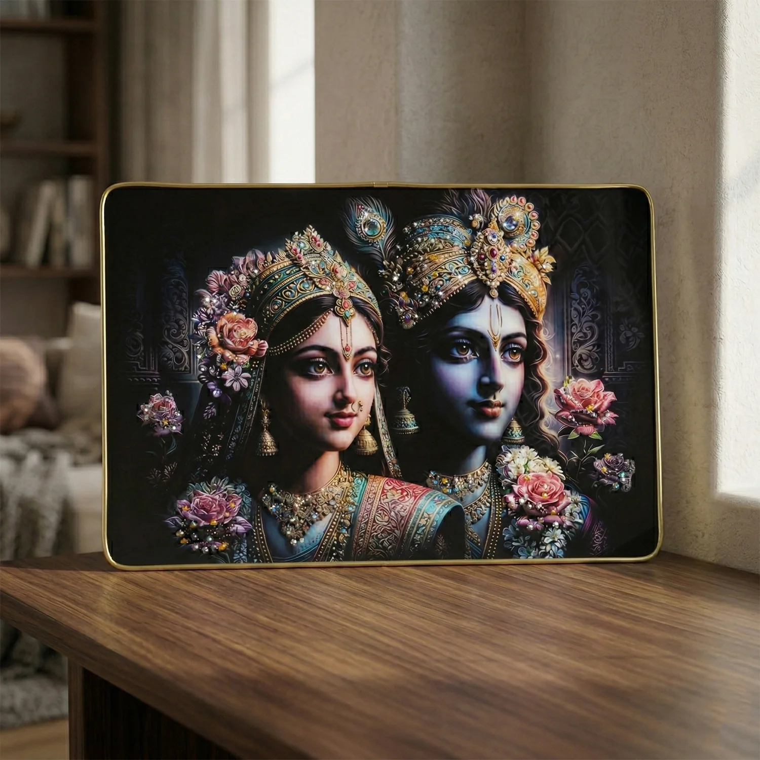 Premium Decorative Radha Krishna Wall Painting Frame 45x30 Cm (1 Pc) - Image 7