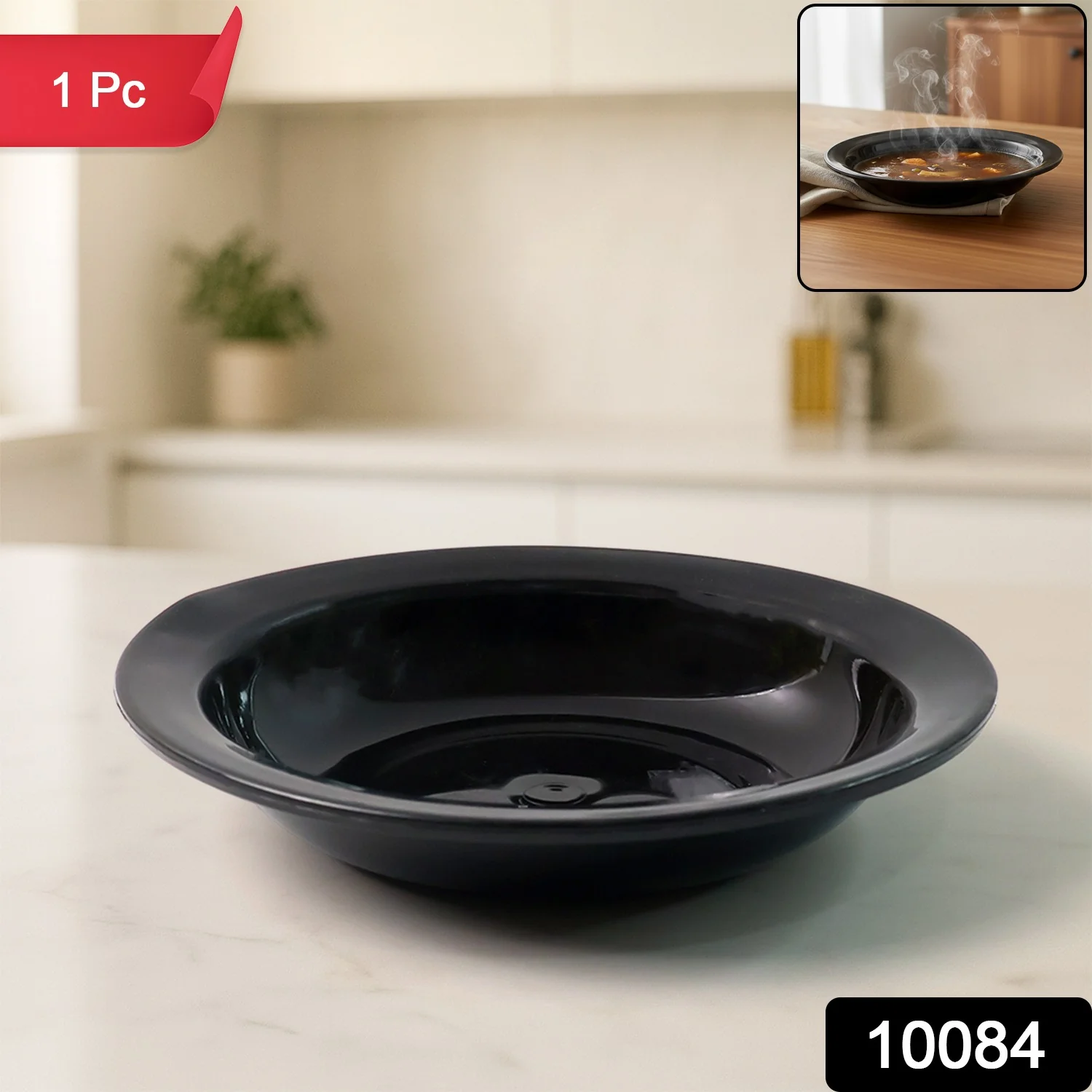 Premium Deep Black Curry Soup Serving Bowl (1 Pc) - Image 2