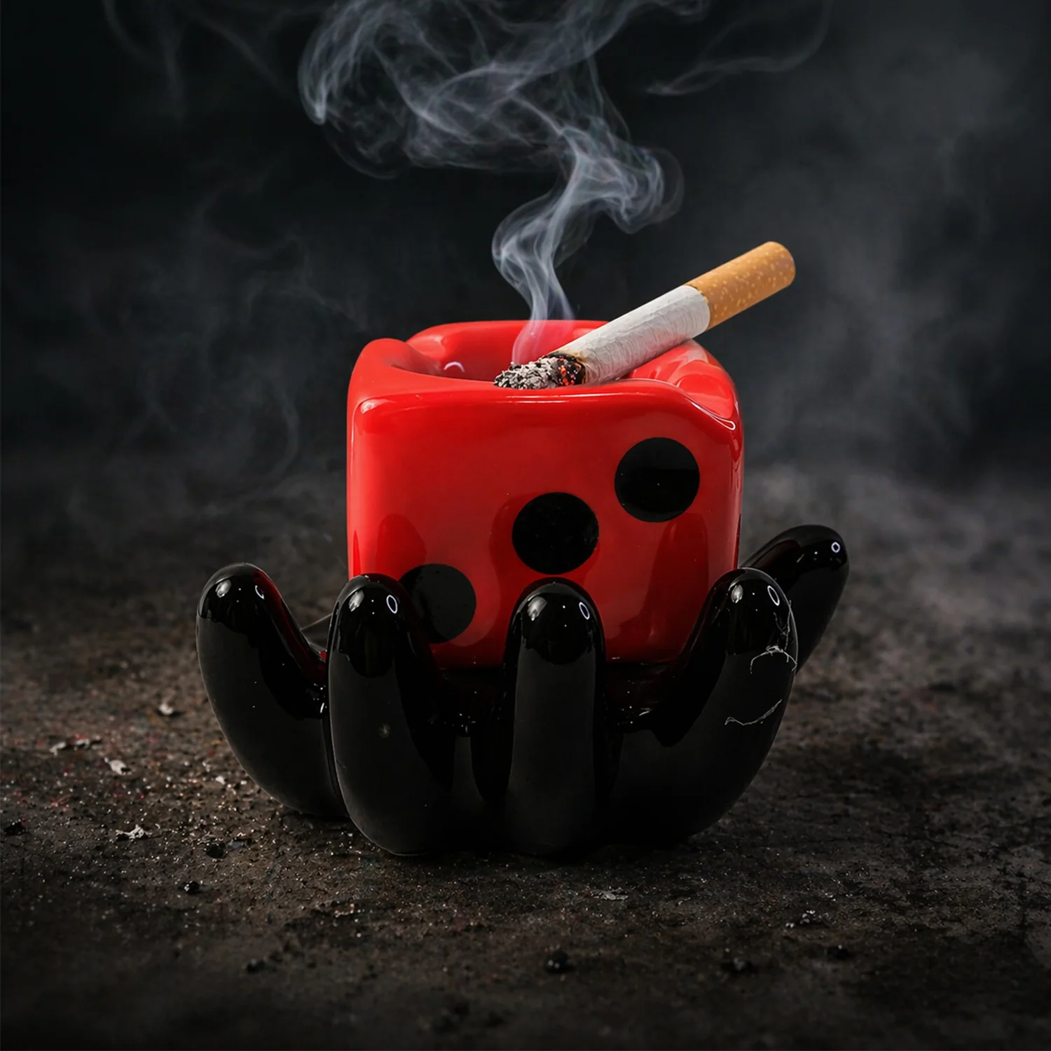 Premium Designer Ceramic Ashtray with Dice Shape Bowl (1 Pc) - Image 5