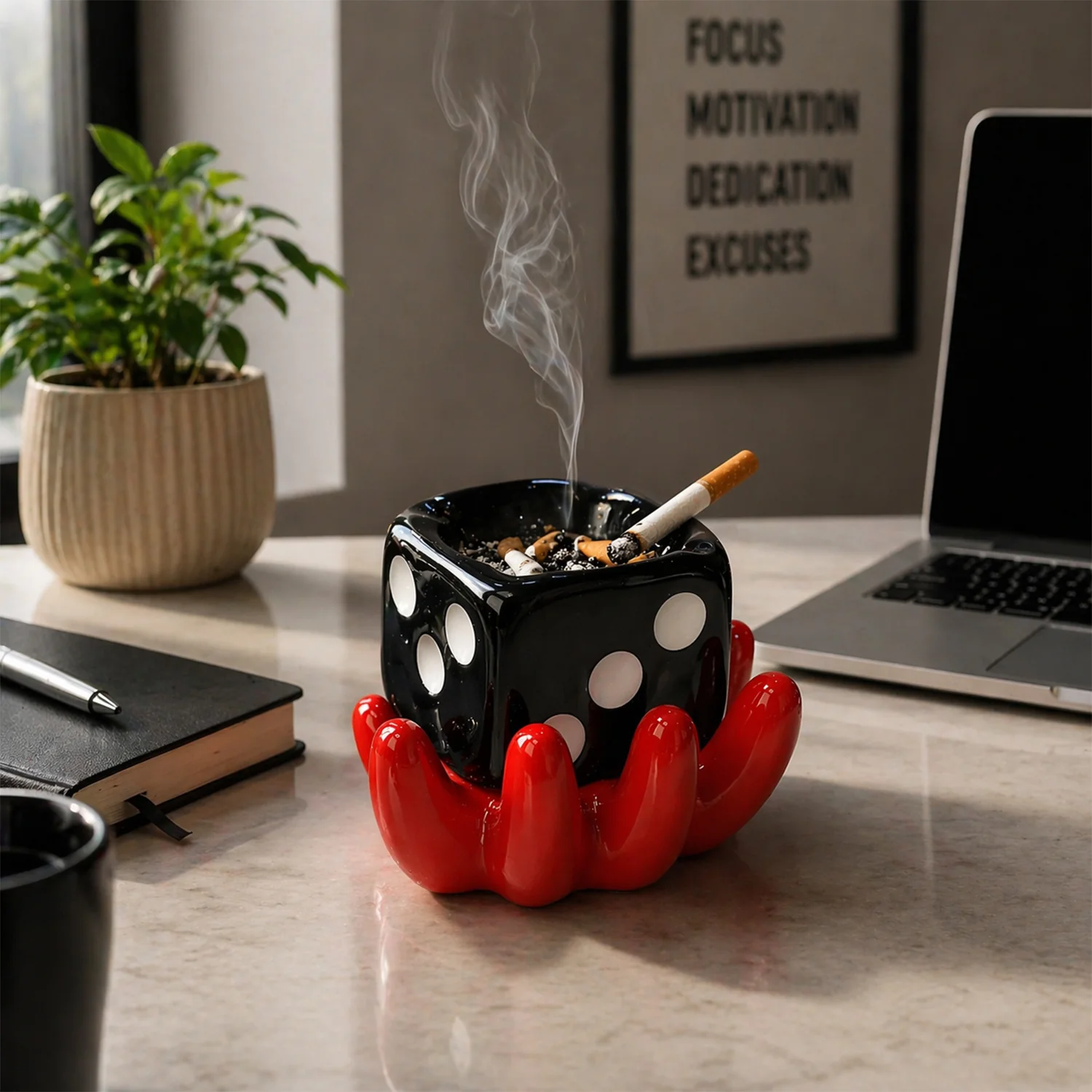 Black Dice Shape Unique Bowl Ashstray Collector - Image 7