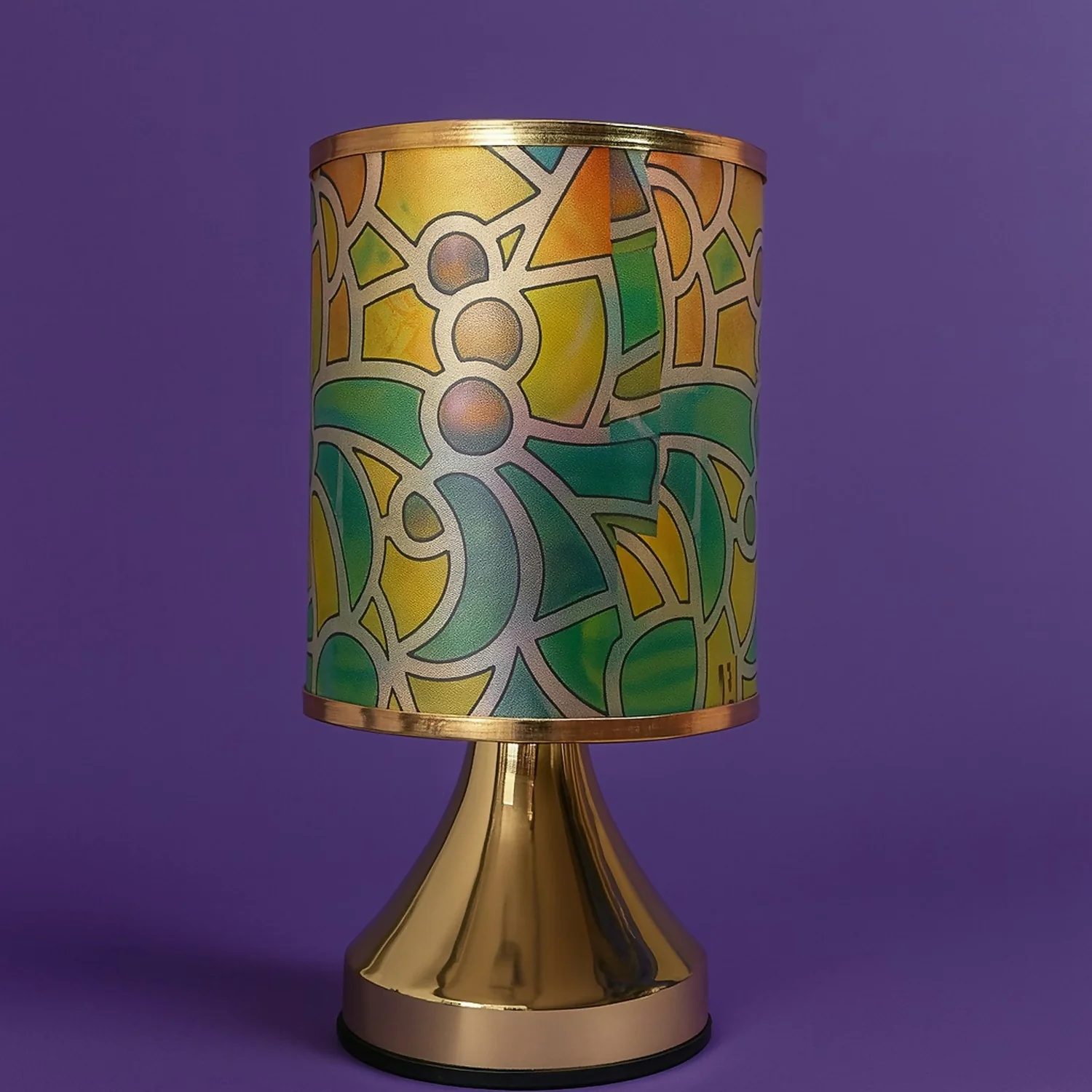Premium Designer Printed LED Table Lamp for Home Décor | Artistic Pattern Fabric Shade with Golden Base | Soft Ambient Night Lamp for Bedroom, Living Room, Study & Gifting | Energy Efficient Warm Light - Image 3