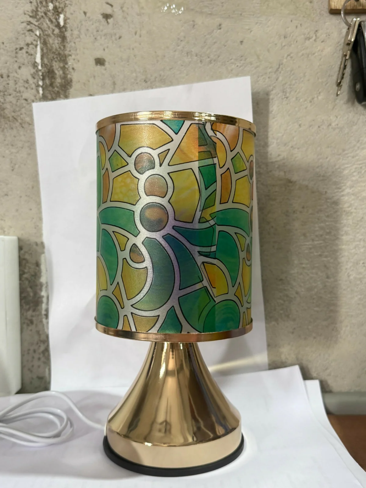 Premium Designer Printed LED Table Lamp for Home Décor | Artistic Pattern Fabric Shade with Golden Base | Soft Ambient Night Lamp for Bedroom, Living Room, Study & Gifting | Energy Efficient Warm Light - Image 5