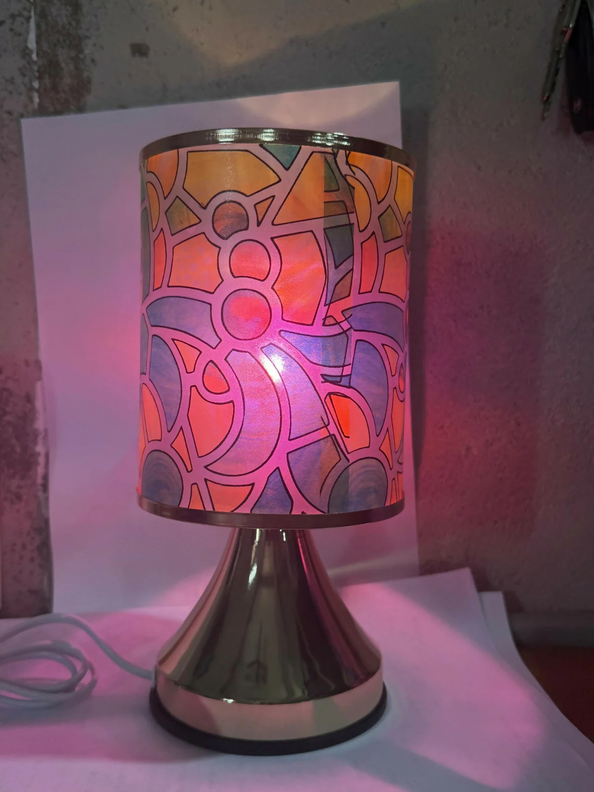 Premium Designer Printed LED Table Lamp for Home Décor | Artistic Pattern Fabric Shade with Golden Base | Soft Ambient Night Lamp for Bedroom, Living Room, Study & Gifting | Energy Efficient Warm Light - Image 6
