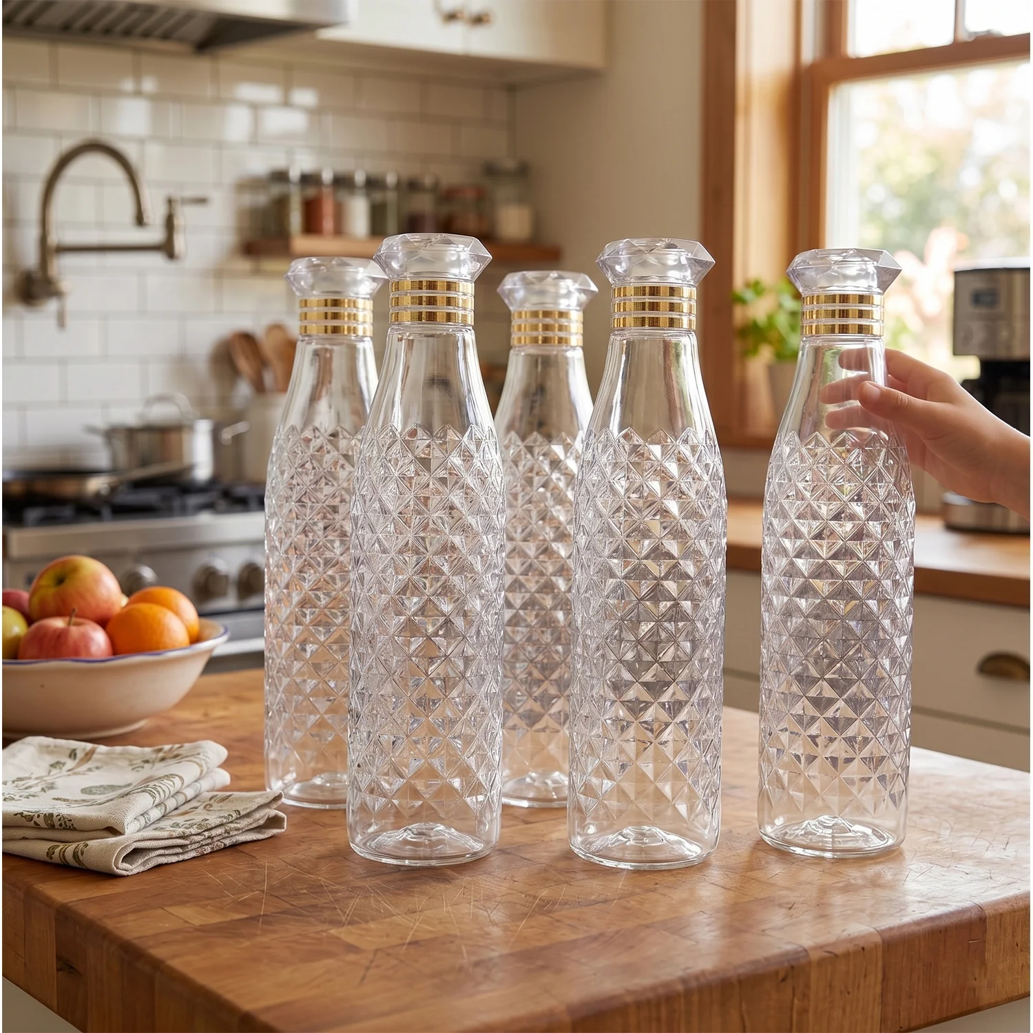 Premium Designer Transparent Water Bottle Set (6 Pc Set, 1000 ML Approx) - Image 4