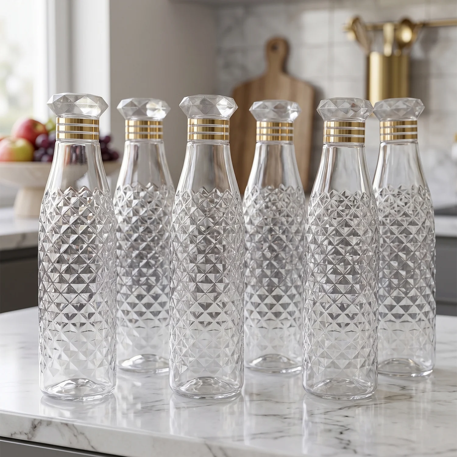Premium Designer Transparent Water Bottle Set (6 Pc Set, 1000 ML Approx) - Image 7