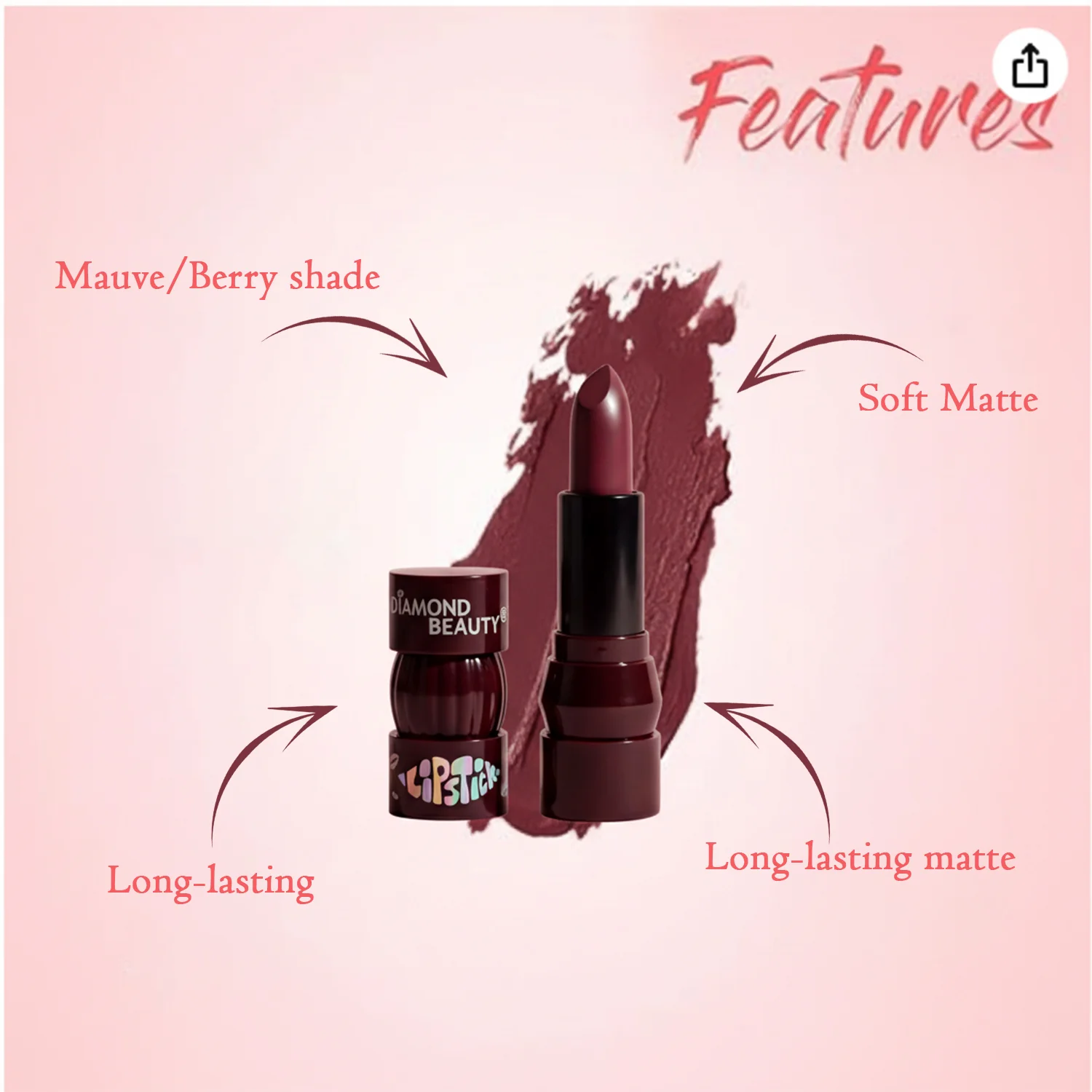 Premium Diamond Beauty Matte Lipstick (Mix Color / 1 Pc) - Image 4
