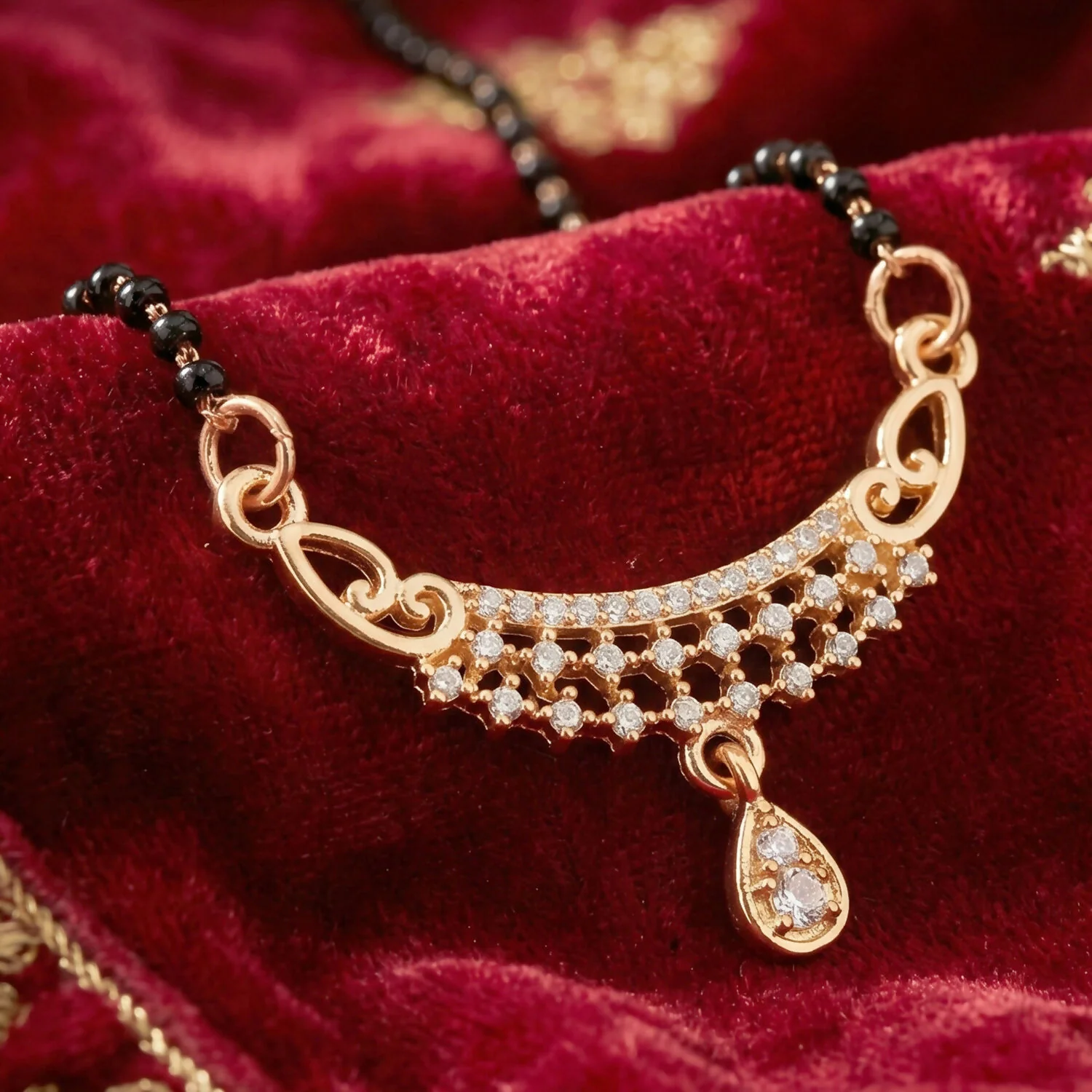 Premium Drop Pendant Mangalsutra with Fine Stone Setting - Image 2