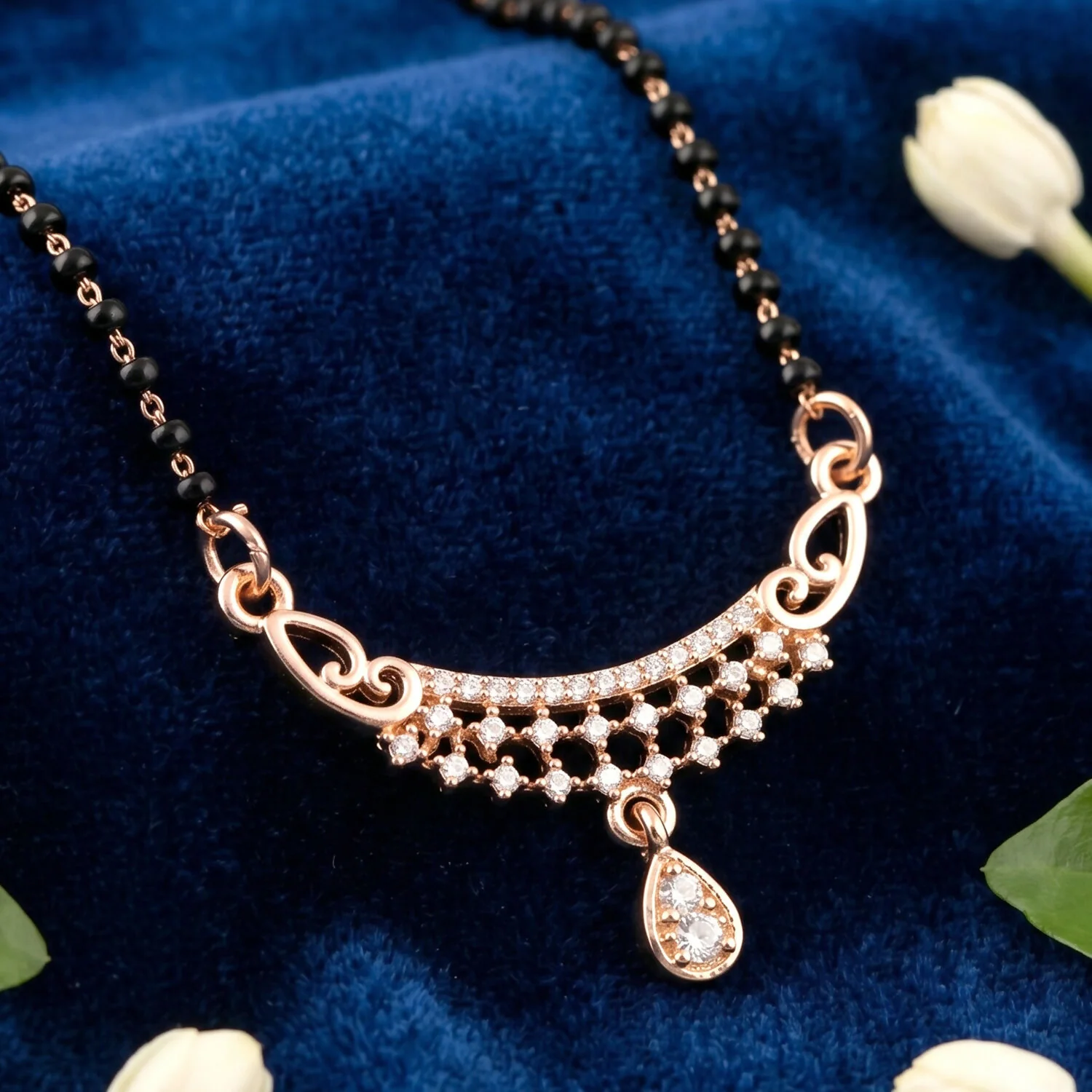Premium Drop Pendant Mangalsutra with Fine Stone Setting - Image 4