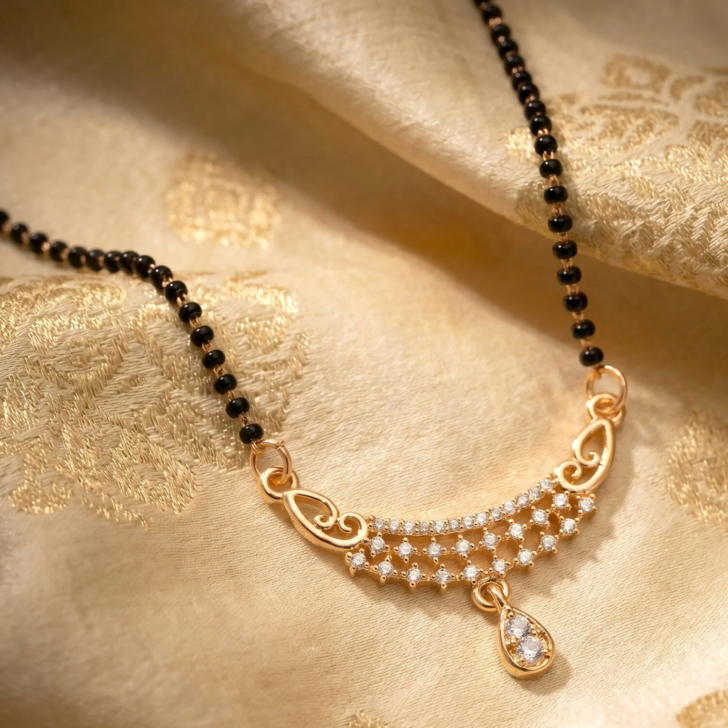 Premium Drop Pendant Mangalsutra with Fine Stone Setting - Image 5