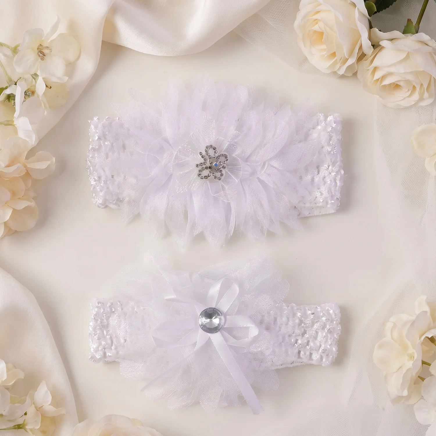 Soft Elastic Baby Hair Headband with Floral Lace Design (1 Pc, Mix Design) - Image 7