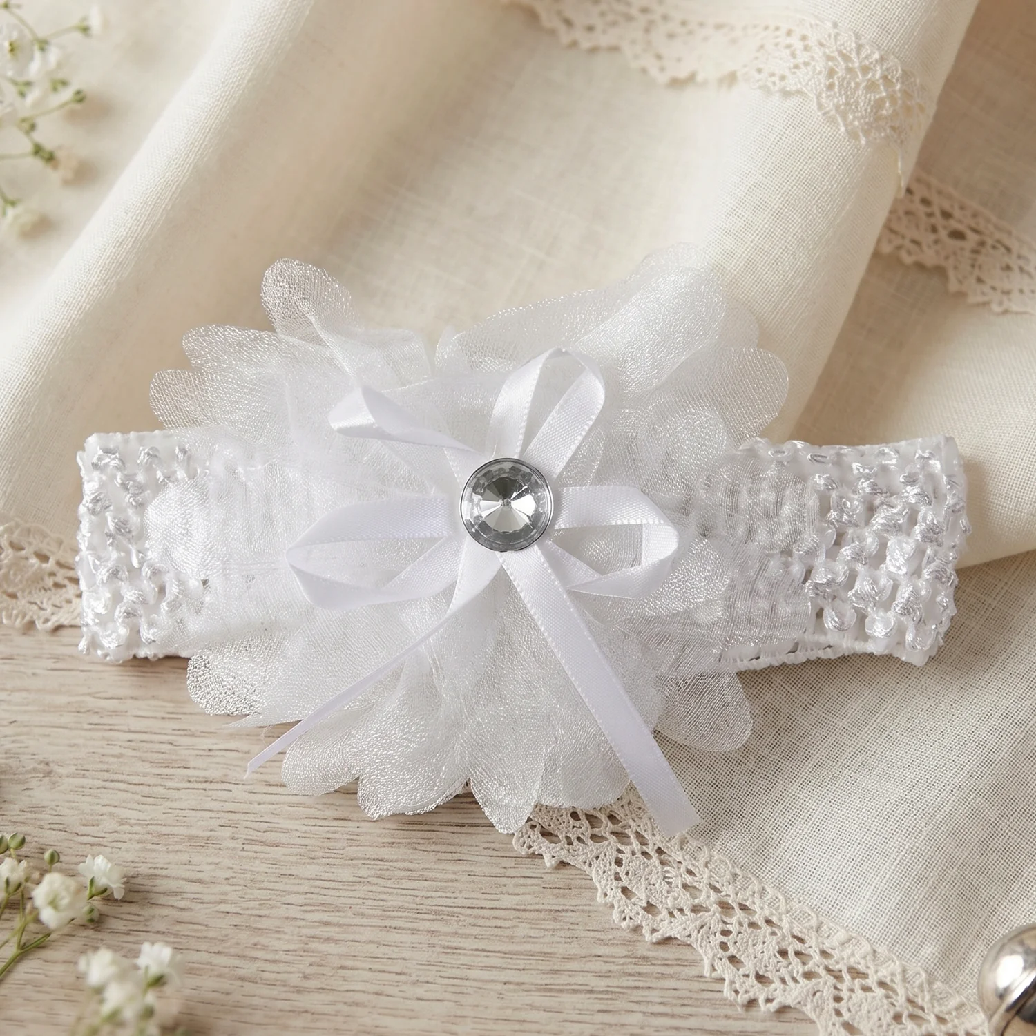 Soft Elastic Baby Hair Headband with Floral Lace Design (1 Pc, Mix Design) - Image 8