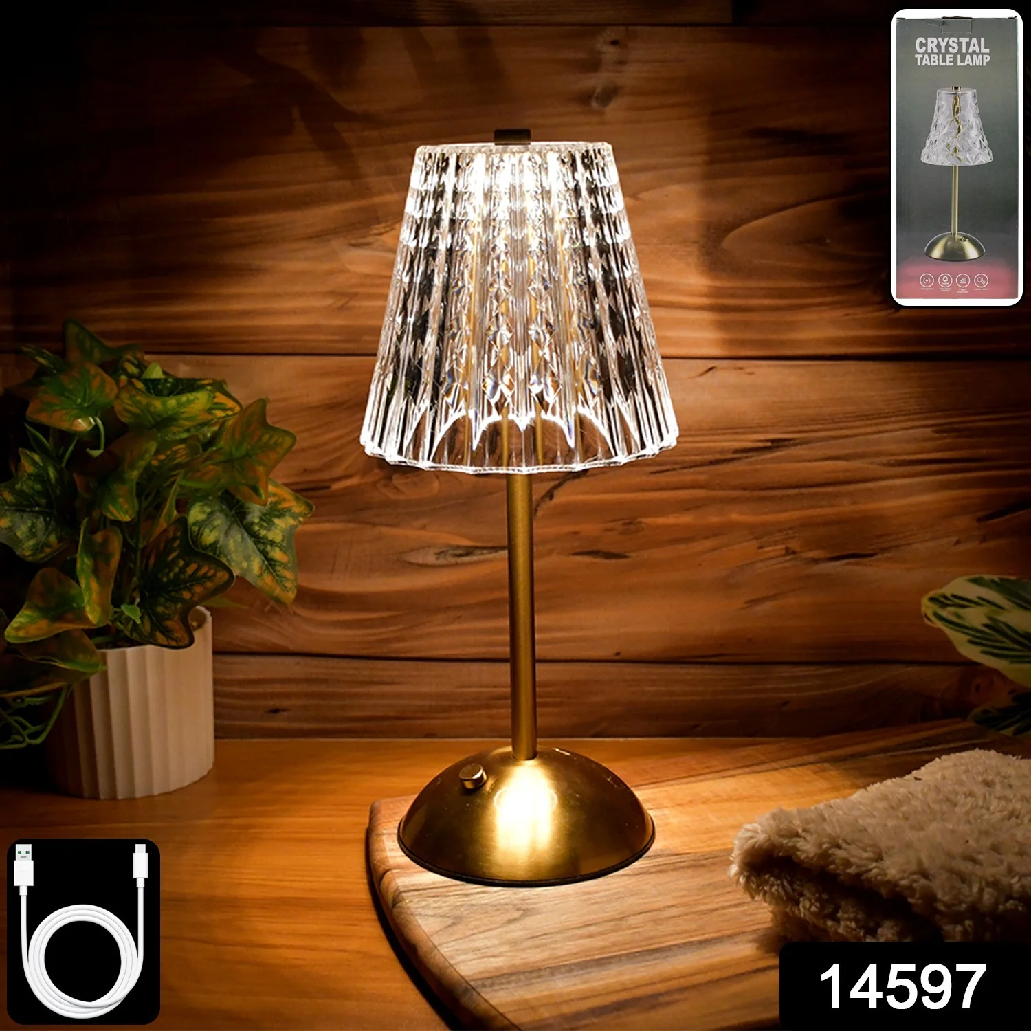 Premium Elegant Shade Crystal Table Lamp (1 Pc) - Image 2