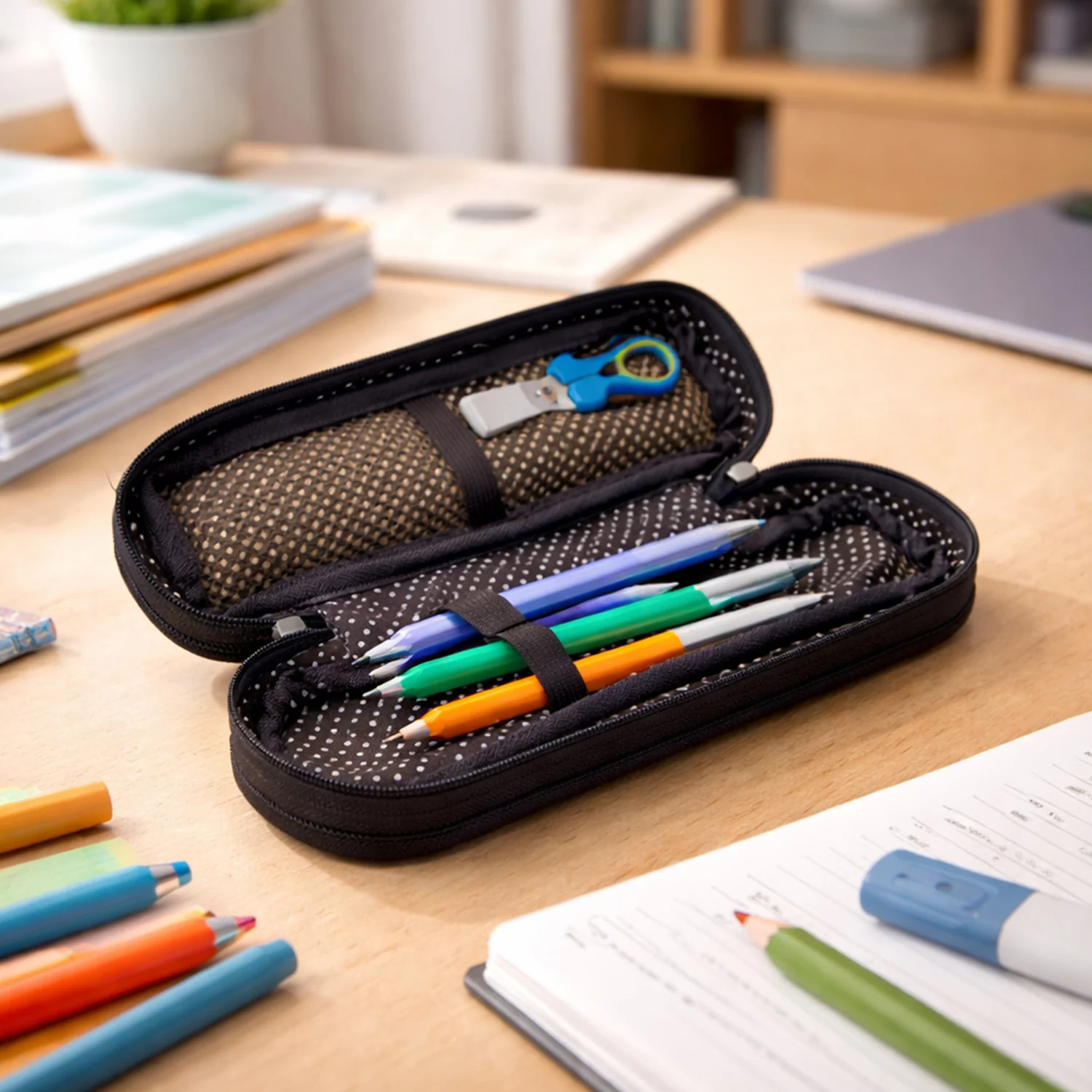 Premium Fabric Zipper Pencil Pouch (1 Pc) - Image 3