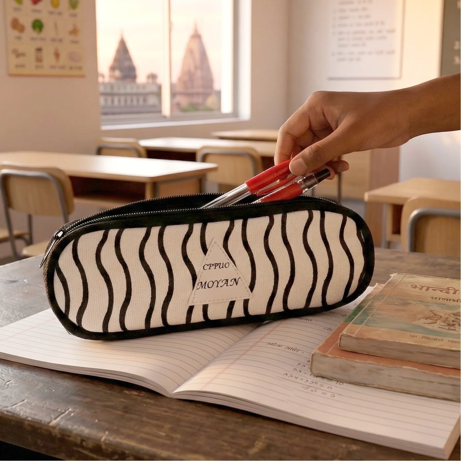 Premium Fabric Zipper Pencil Pouch (1 Pc) - Image 5