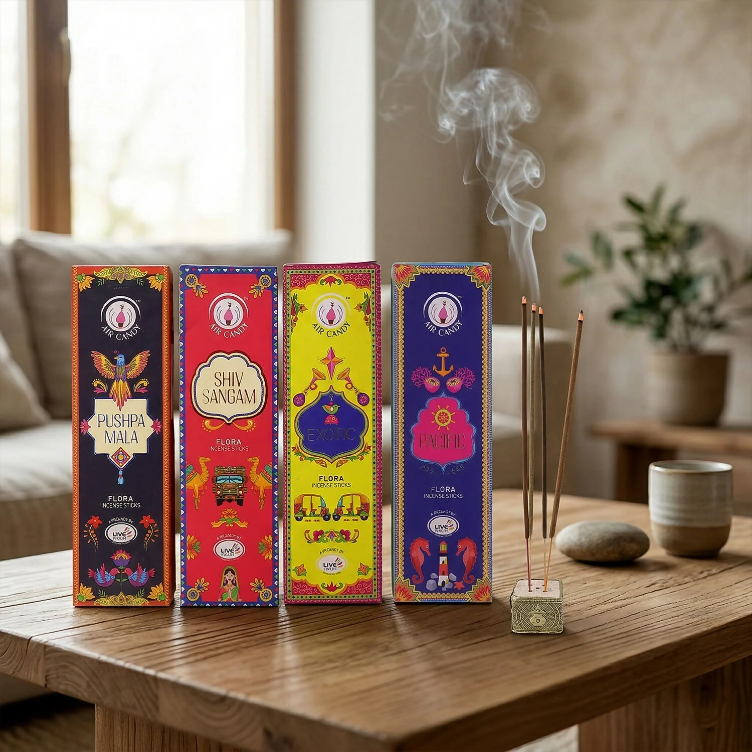 Premium Flora Incense Sticks Combo Pack with 4 Fragrance Variants for Daily Puja & Home Fragrance (4 Packs of 360gm) - Image 2