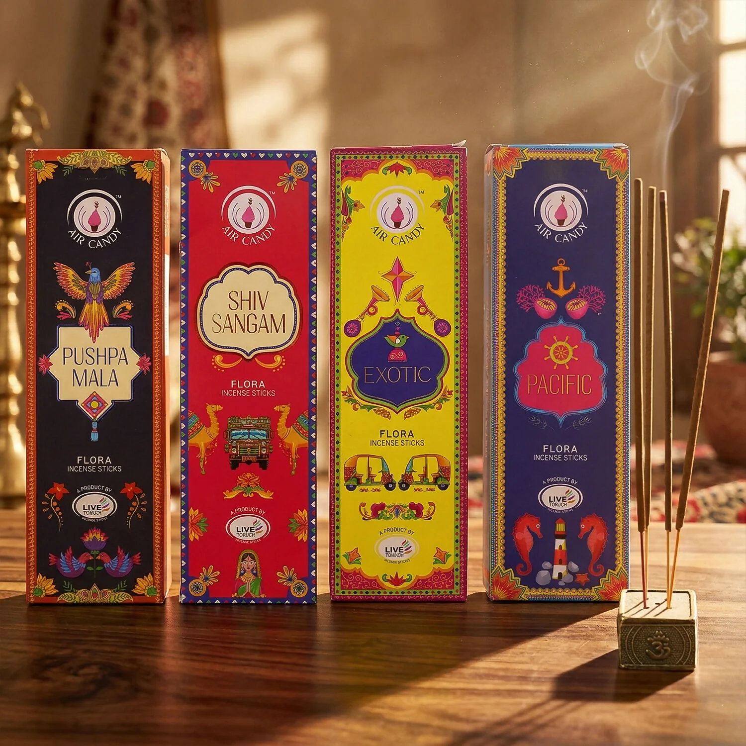 Premium Flora Incense Sticks Combo Pack with 4 Fragrance Variants for Daily Puja & Home Fragrance (4 Packs of 360gm) - Image 3
