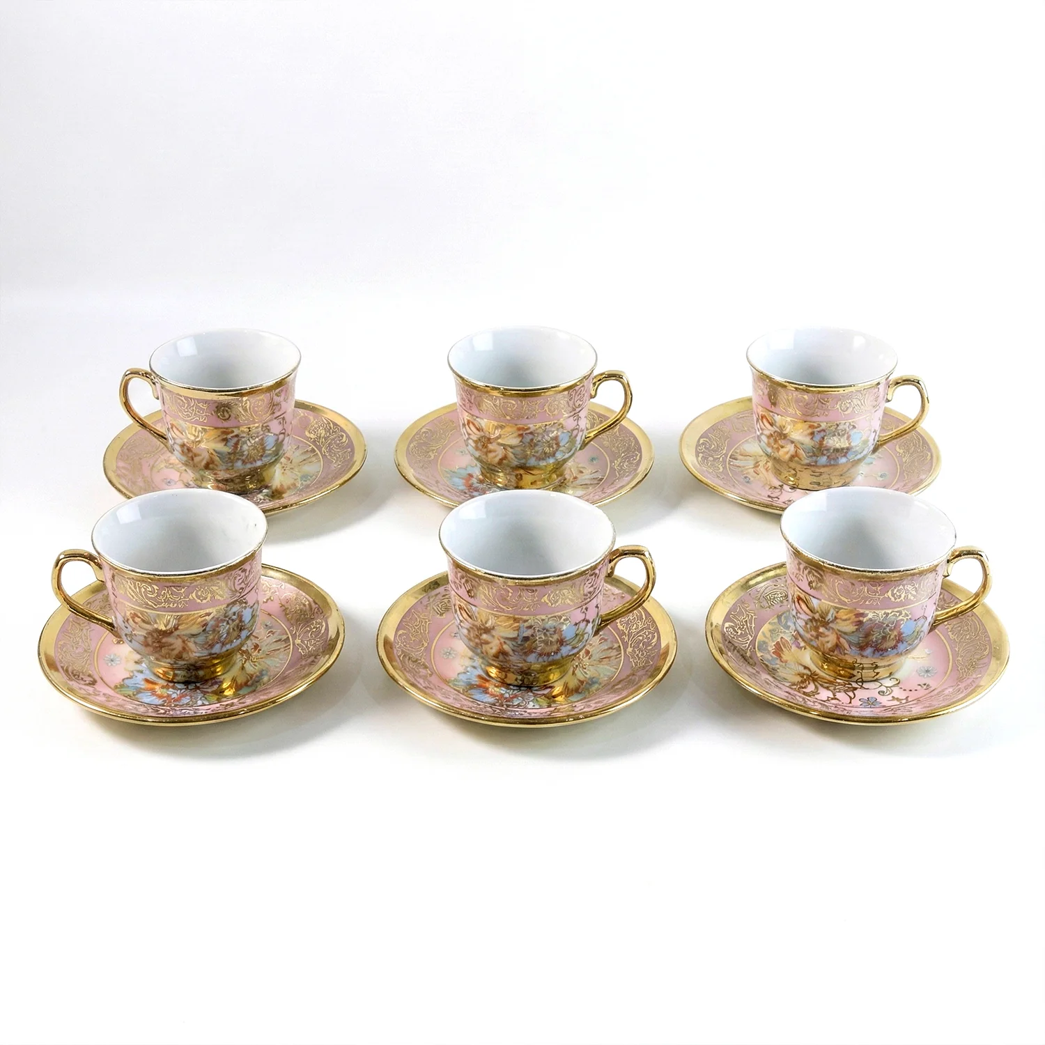 Premium Floral Porcelain Tea Cup and Saucer Set (12 Pc Set) - Image 7