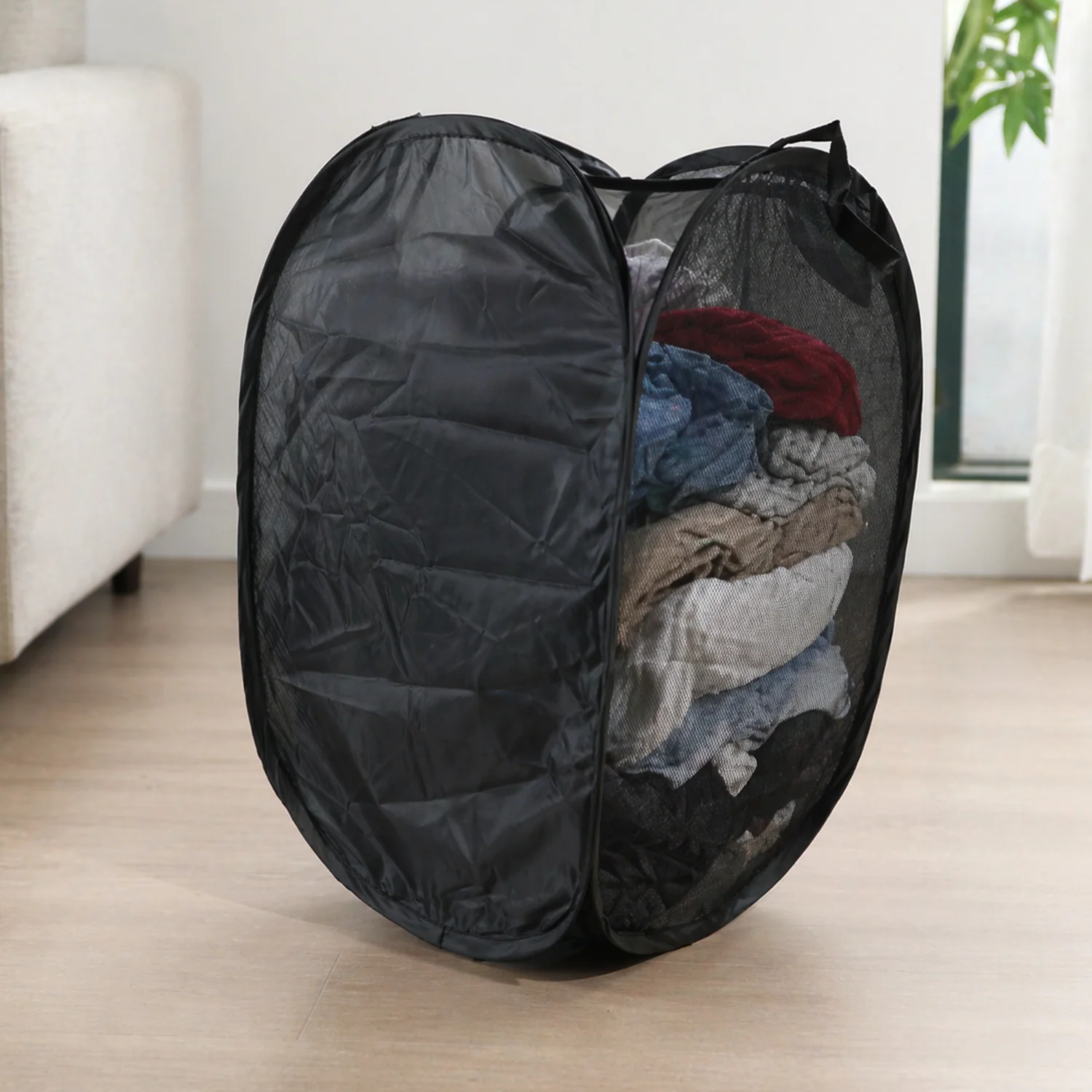 Premium Foldable Laundry Basket Solid Fabric Clothes Hamper (1 Pc, 37x37x60cm) - Image 5
