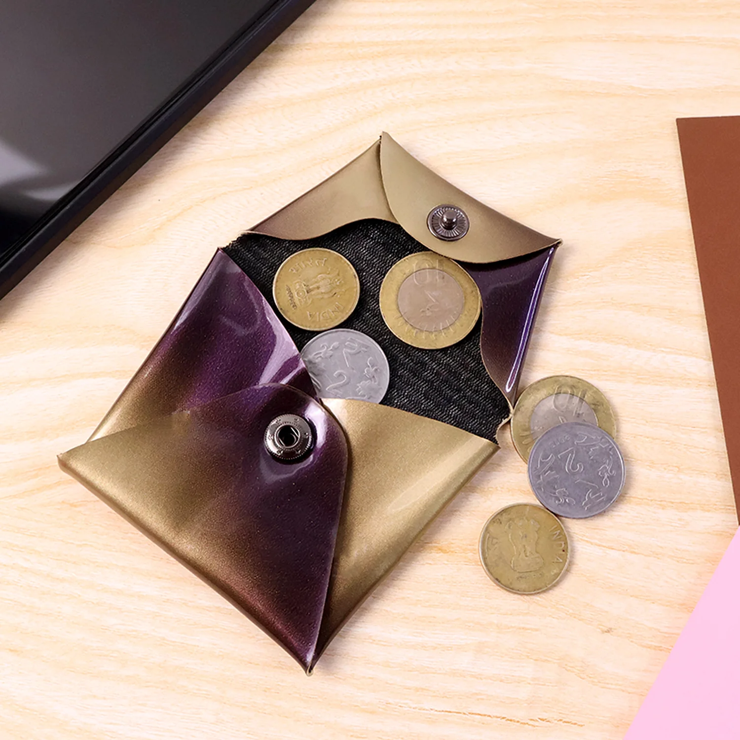 Premium Foldable PU Leather Coin Pouch (1 Pc) - Image 6