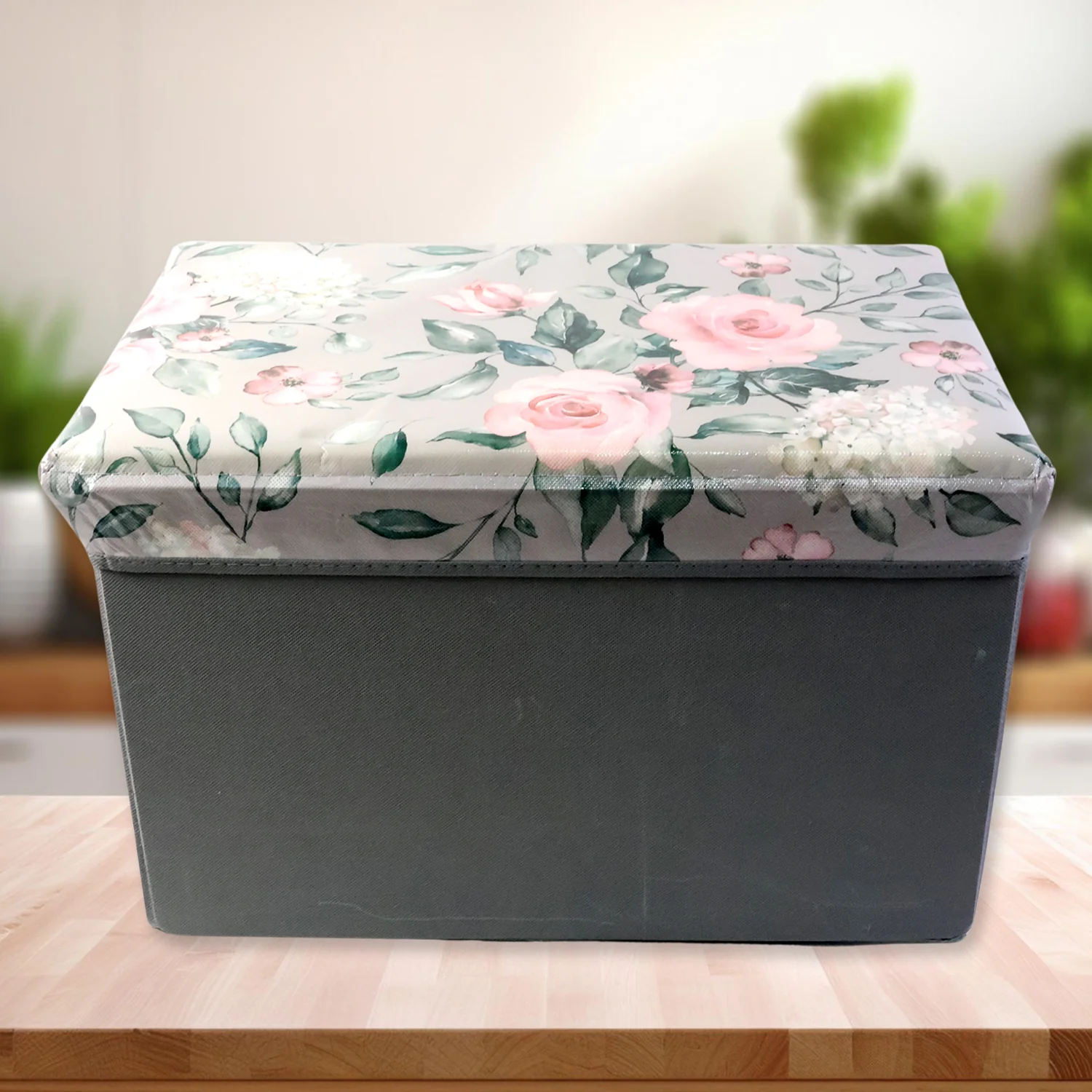 Premium Foldable Storage Box with Floral Lid (1 Pc) - Image 8