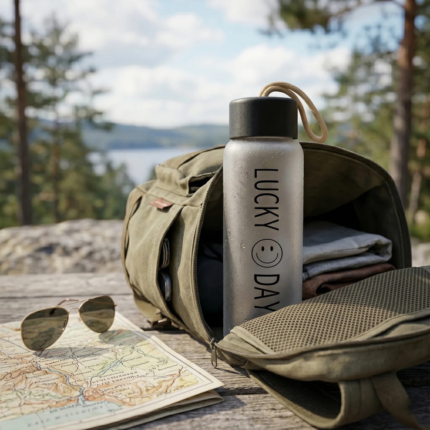 Premium Frosted Glass Water Bottle with Leak Proof Lid (350 ML) - Image 7