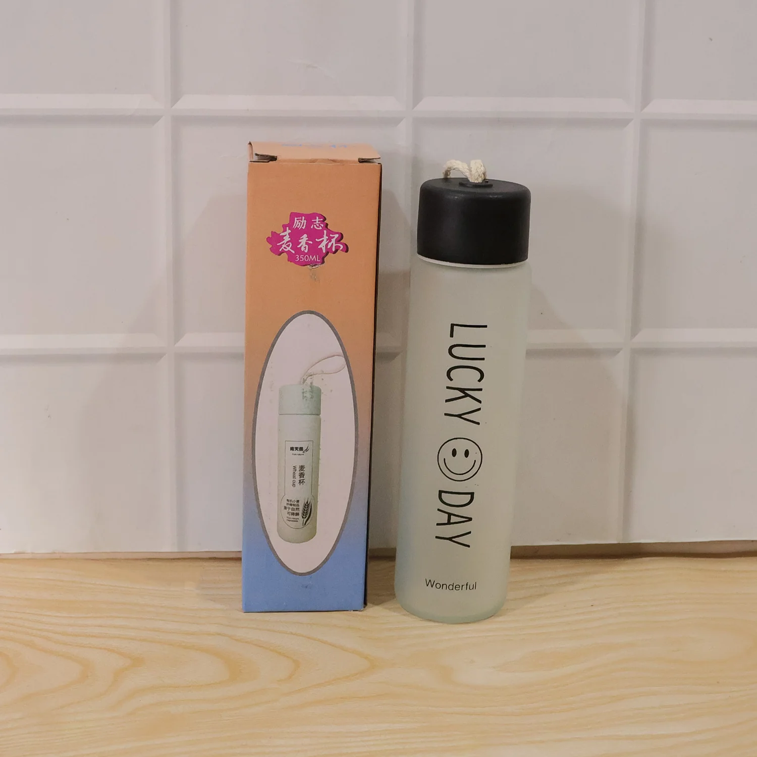 Premium Frosted Glass Water Bottle with Leak Proof Lid (350 ML) - Image 8
