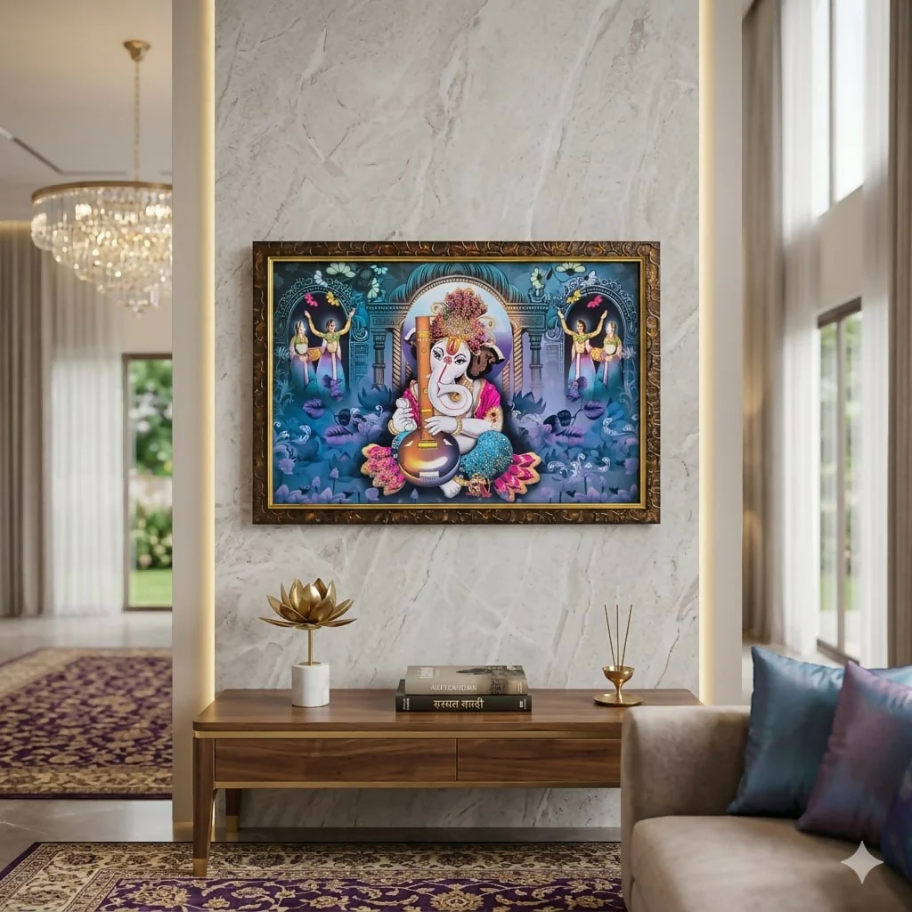 Premium Ganesha Crystal Bubble Wall Art Frame – Modern Abstract Ganpati 3D Sparkling Finish Decorative Frame for Home & Office (Mix Deign) - Image 3