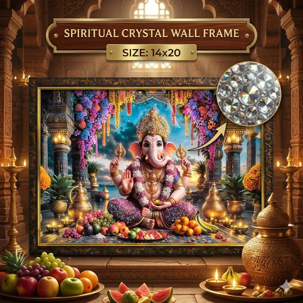 Premium Ganesha Crystal Bubble Wall Art Frame – Modern Abstract Ganpati 3D Sparkling Finish Decorative Frame for Home & Office (Mix Deign) - Image 5
