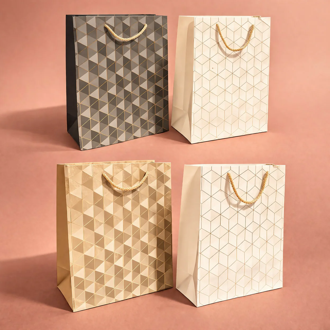 Premium Geometric Design Gift Bag with Handle Paper Carry Bag - Image 3