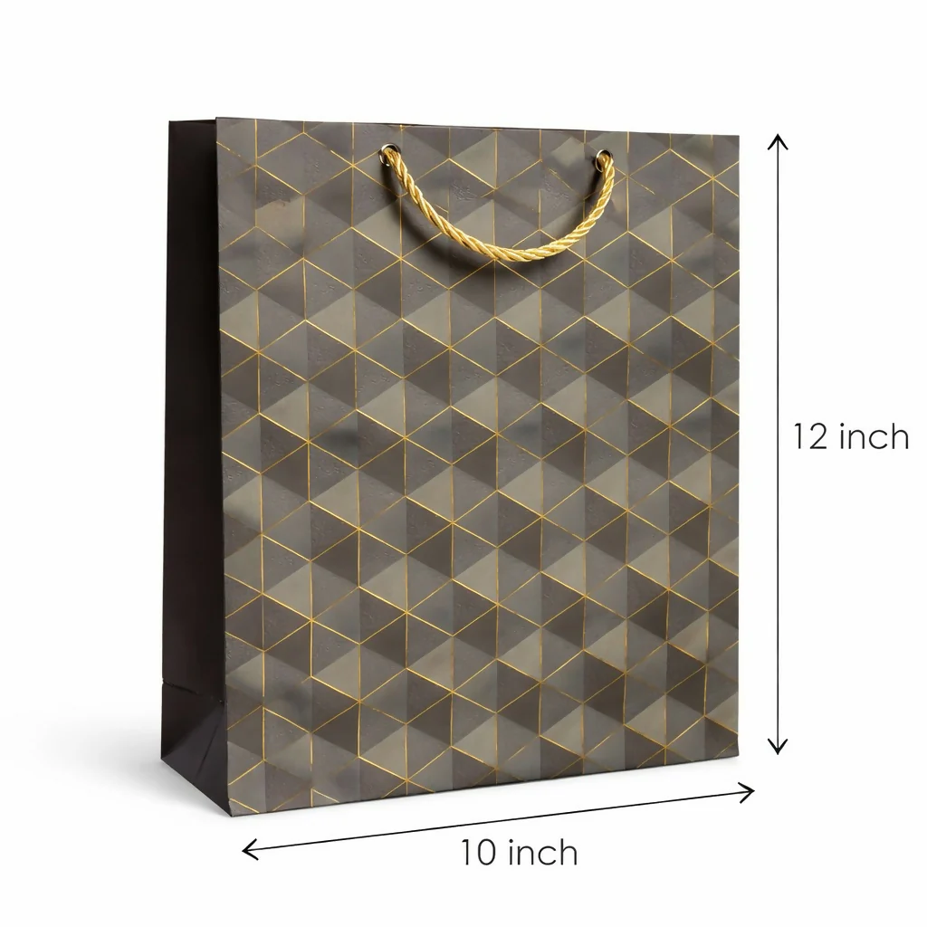 Premium Geometric Design Gift Bag with Handle Paper Carry Bag - Image 4