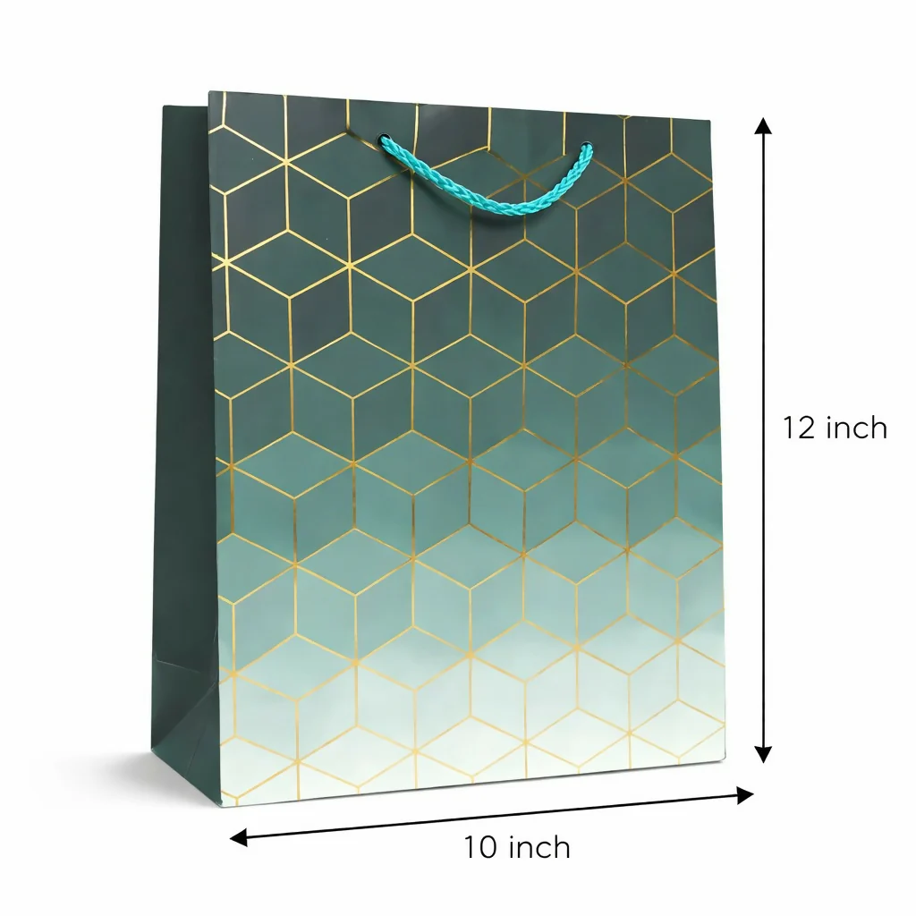 Premium Gift Bag with Handle Geometric Design Paper Carry Bag (1 PC) - Image 4