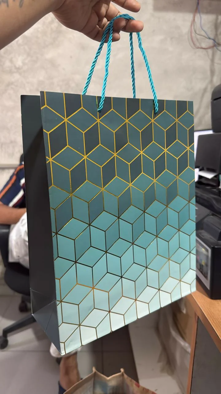 Premium Gift Bag with Handle Geometric Design Paper Carry Bag (1 PC) - Image 5