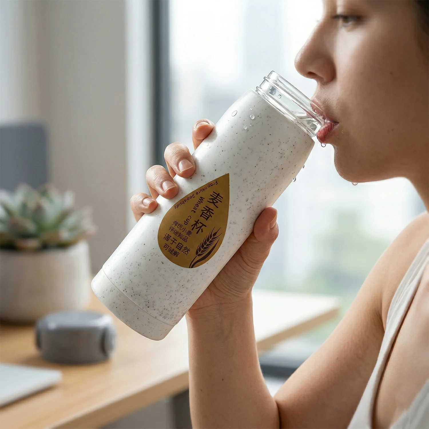 Premium Glass Water Bottle with Mobile Phone Holder (1 Pc, 380 ML) - Image 5
