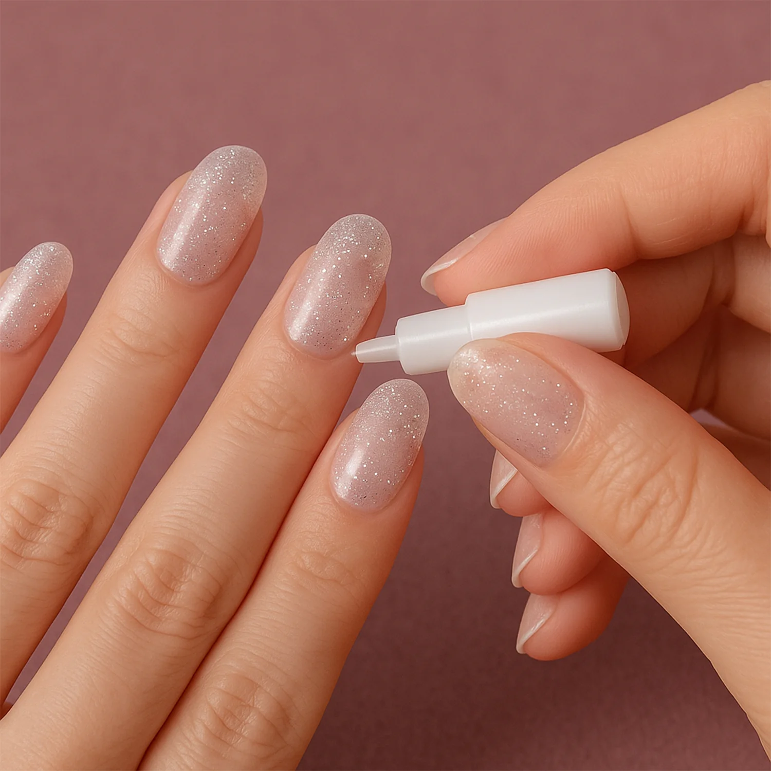 Glitter 3D Floral Press-On Artificial Nail Tips with Nail Glue fake nails (1 Set) - Image 7