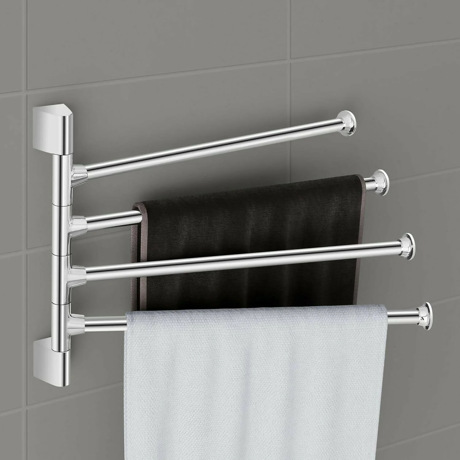 Premium Glossy Stainless Steel Wall Mounted 4 Rod Towel Holder Rack - Image 2