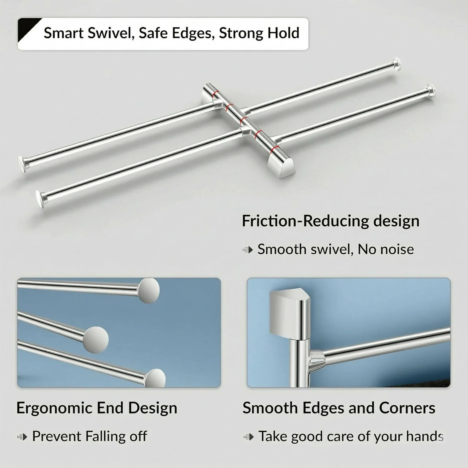 Premium Glossy Stainless Steel Wall Mounted 4 Rod Towel Holder Rack - Image 3