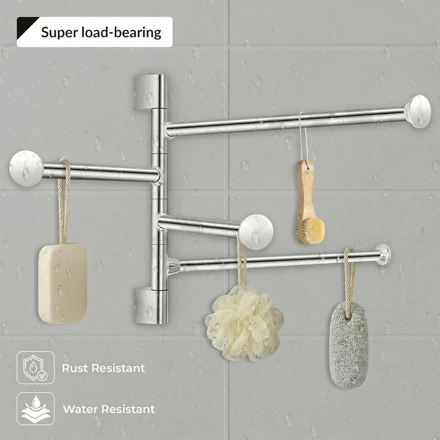 Premium Glossy Stainless Steel Wall Mounted 4 Rod Towel Holder Rack - Image 5