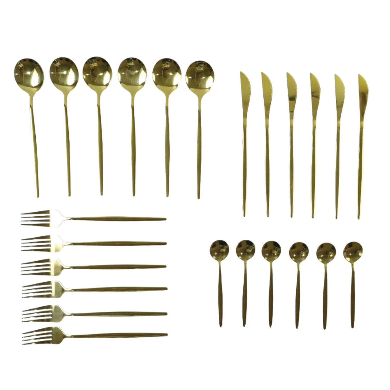 Premium Gold Finish Stainless Steel Cutlery Set with Luxury Gift Box (24 Pc Set) - Image 5