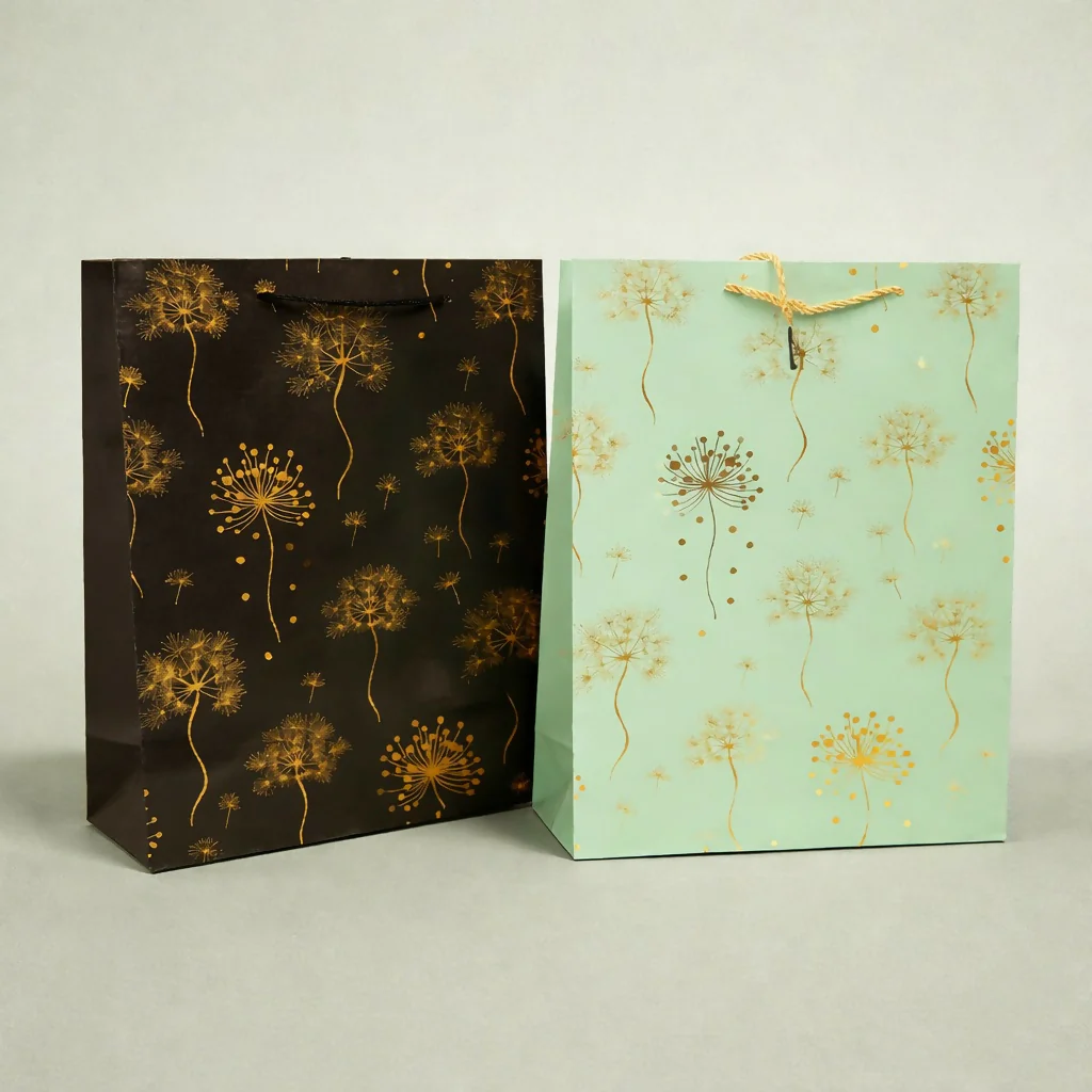 Premium Gold Floral Gift Bag with Handle Paper Carry Bag - Image 2