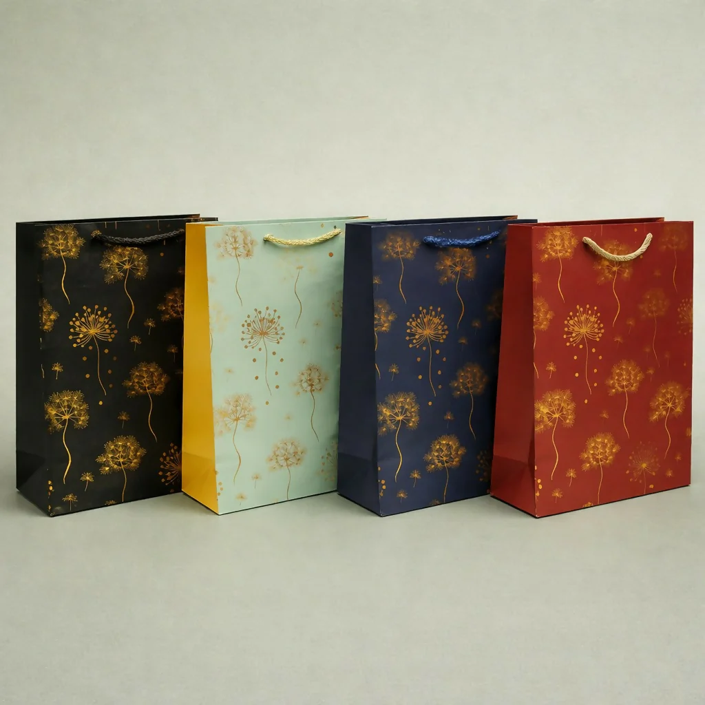 Premium Gold Floral Gift Bag with Handle Paper Carry Bag - Image 4